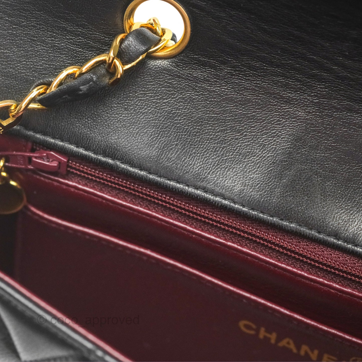 Chanel Vintage Small Quilted Classic Diana Flap Bag Black Lambskin 24K Gold Hardware