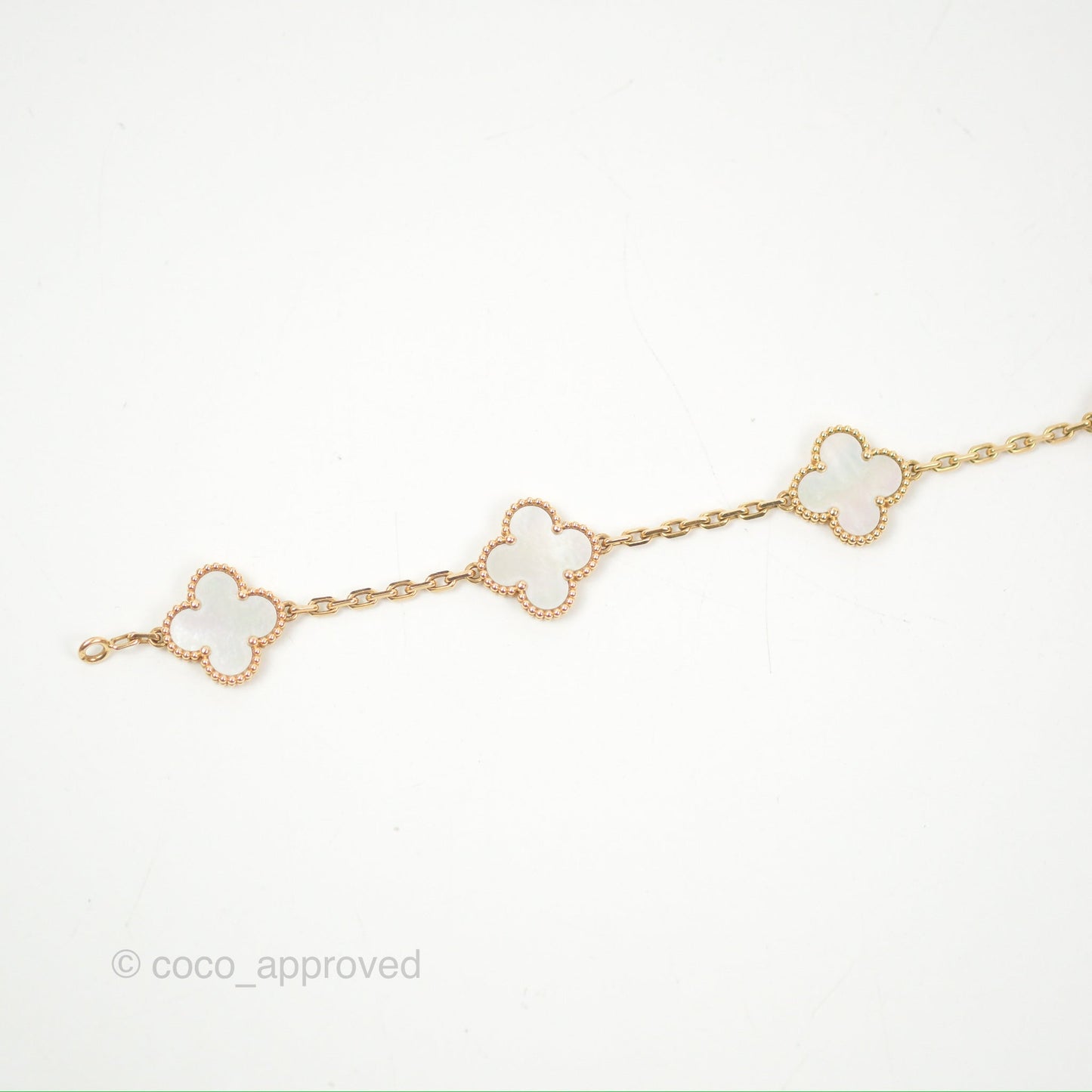 Van Cleef & Arpels Vintage Alhambra 5 Motifs White Mother-of-pearl Yellow Gold Bracelet