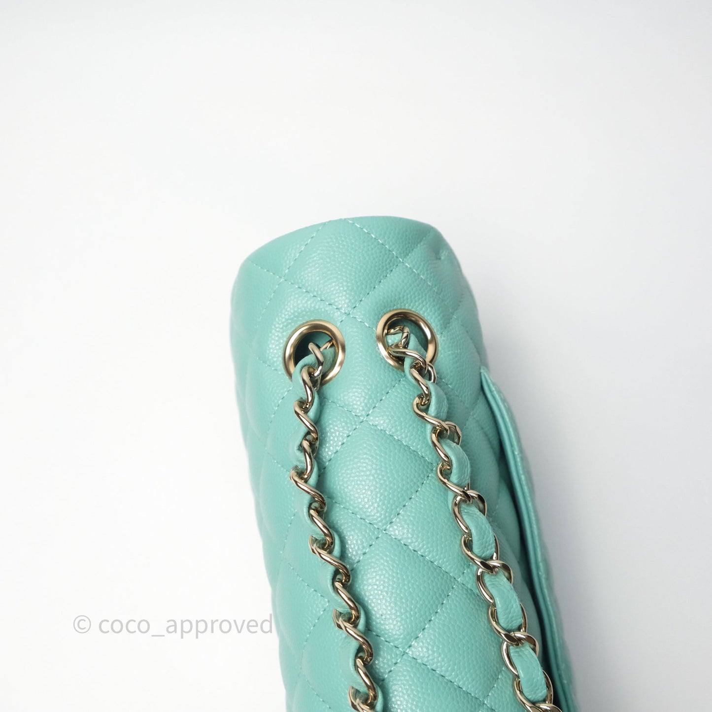 Chanel Classic M/L Medium Flap Quilted Tiffany Green Caviar Gold Hardware