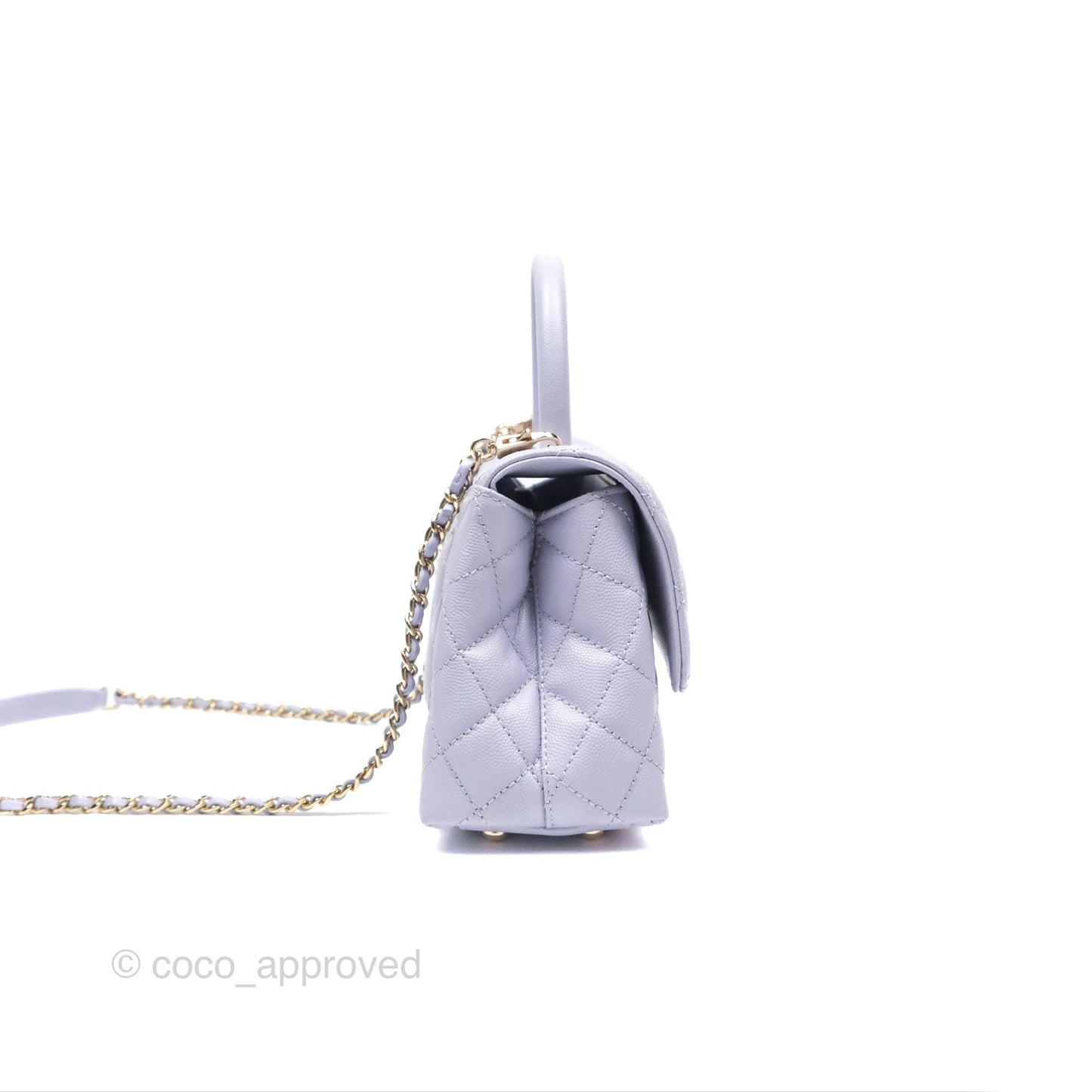 Chanel Small Coco Handle Quilted Lilac Caviar Gold Hardware