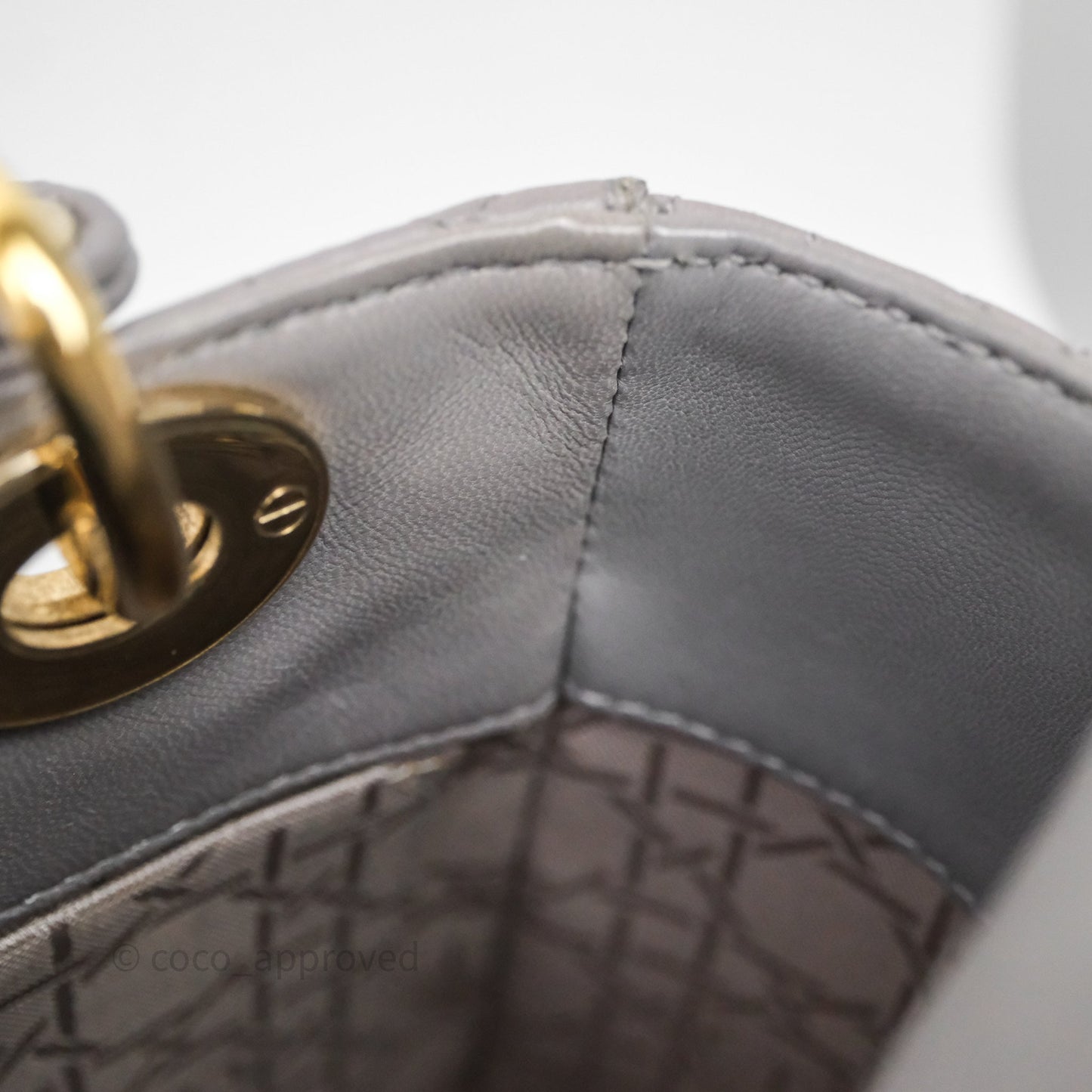 Christian Dior Small Lady Dior My ABCDior Bag Stone Gray Cannage Lambskin