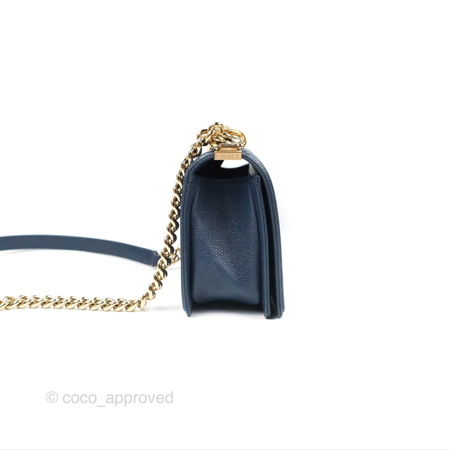 Chanel Quilted Medium Boy Navy Caviar Gold Hardware