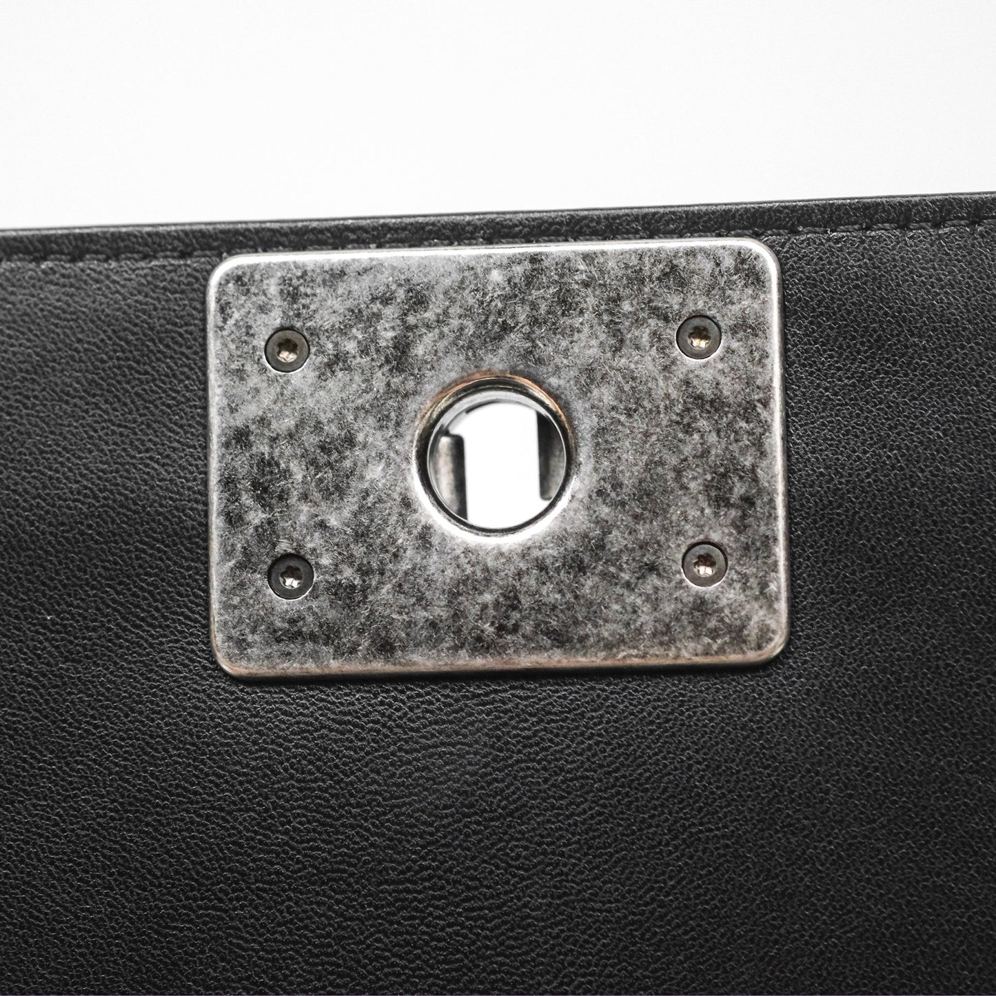 Chanel Quilted New Medium Boy Black Lambskin Ruthenium Hardware