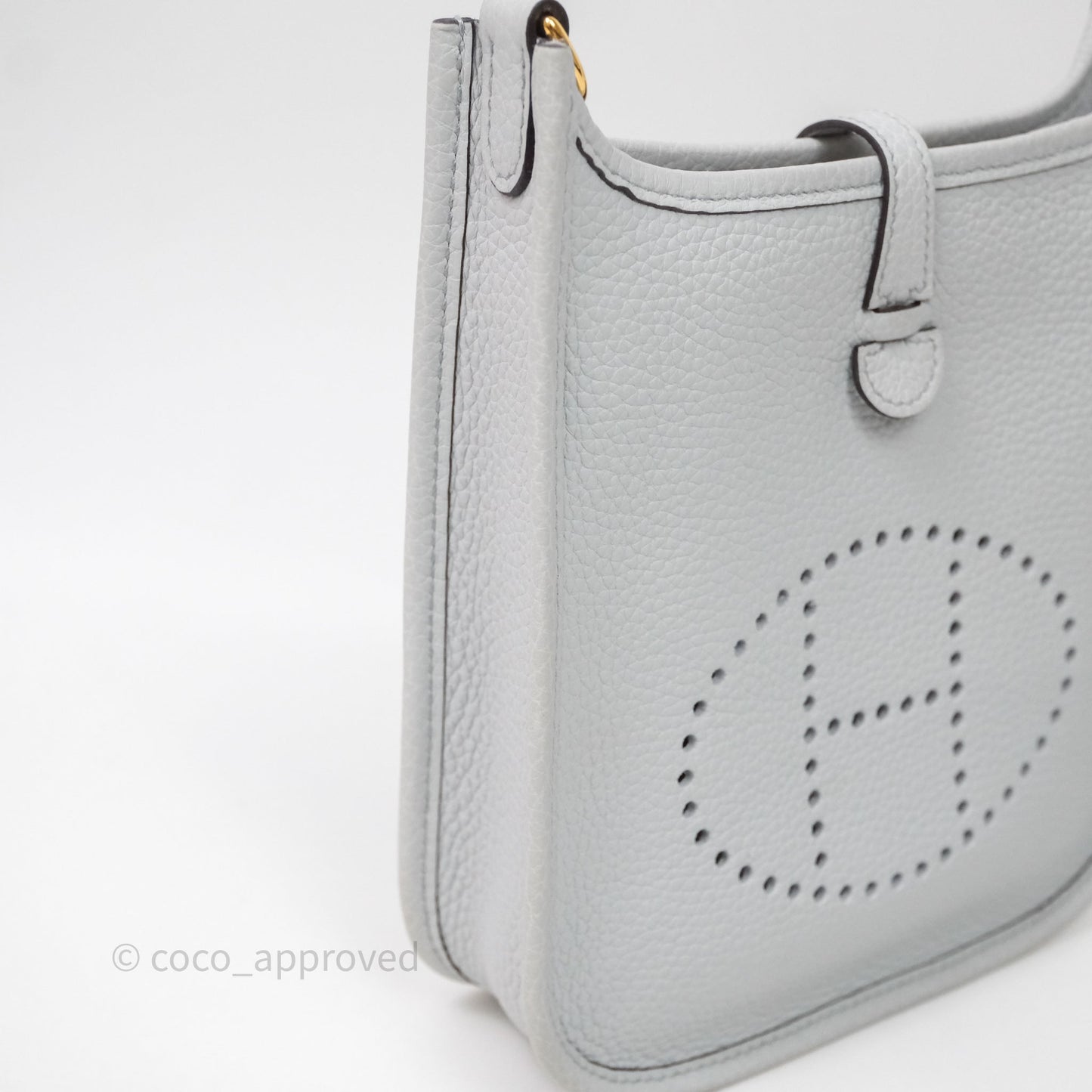 Hermès Mini Evelyne 16 Bleu Pale 08 Clemence Gold Hardware