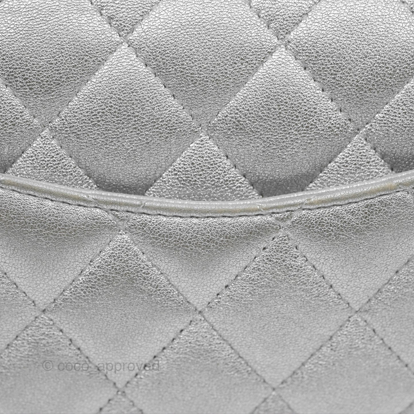 Chanel Classic Quilted Mini Square Flap Silver Lambskin Silver Hardware