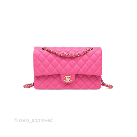 Chanel Classic M/L Medium Flap Quilted Hot Pink Caviar Gold Hardware