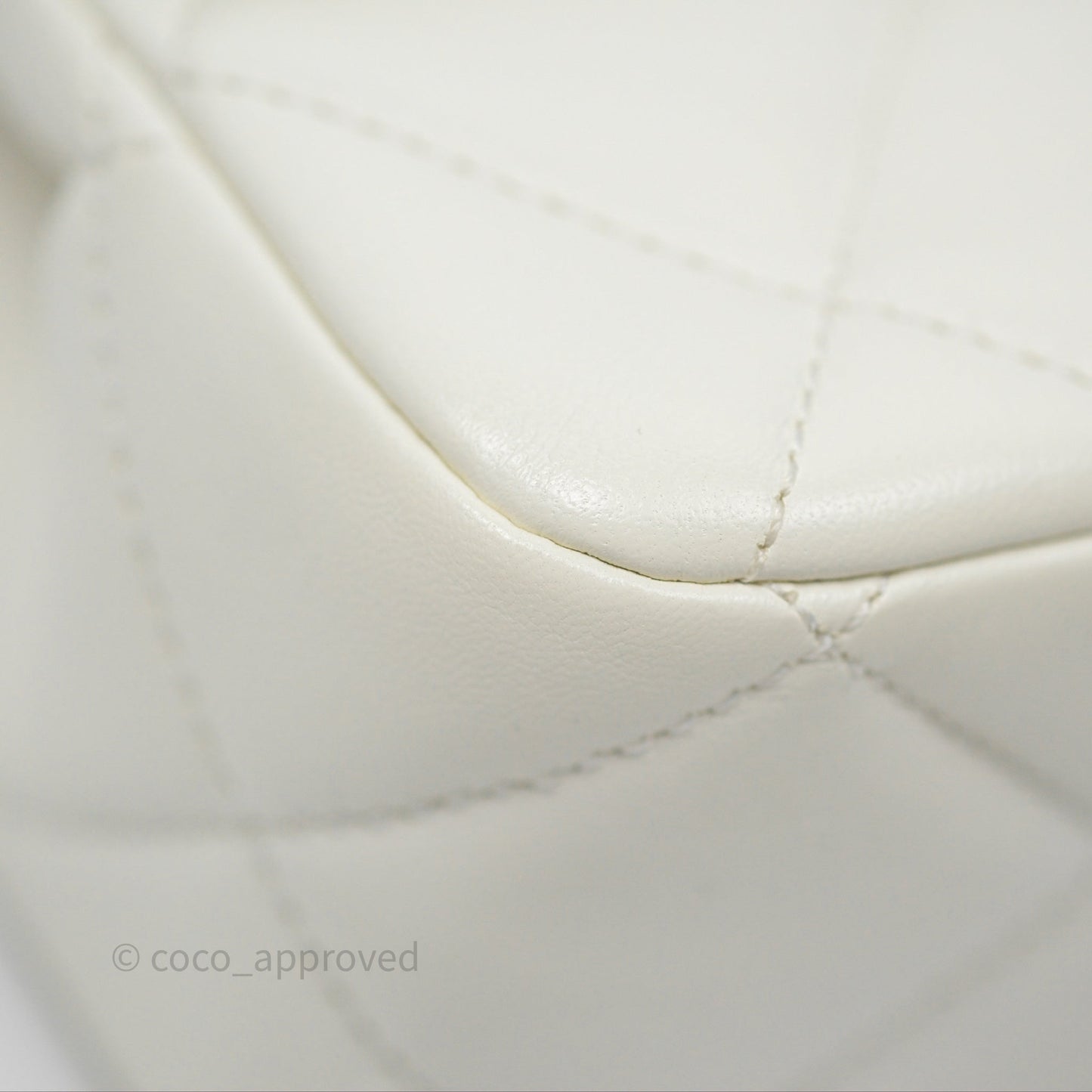Chanel Quilted Double Pearl Adjustable Chain Flap Bag White Lambskin Aged Gold Hardware 24S