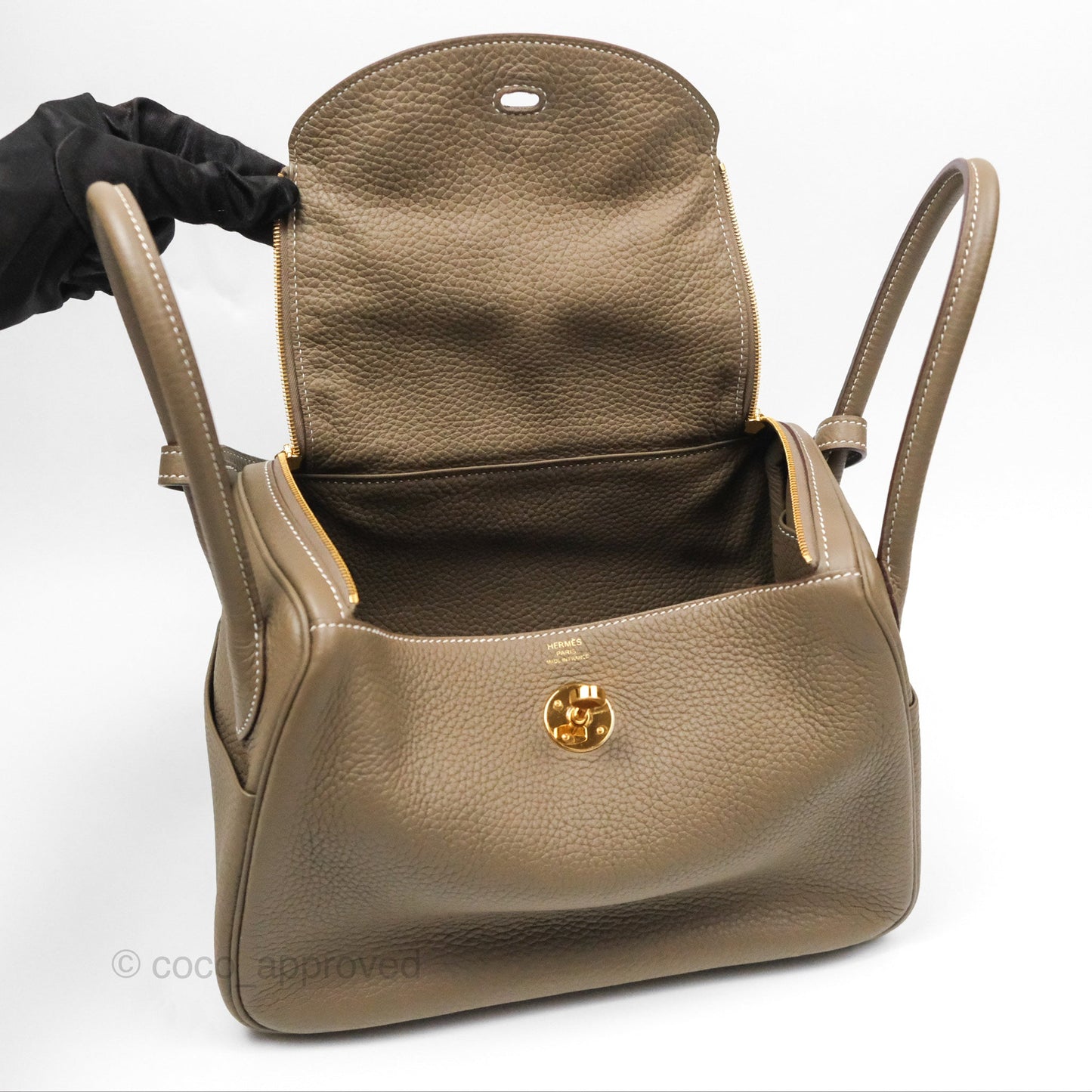 Hermès Lindy 26 Etoupe Clemence Gold Hardware