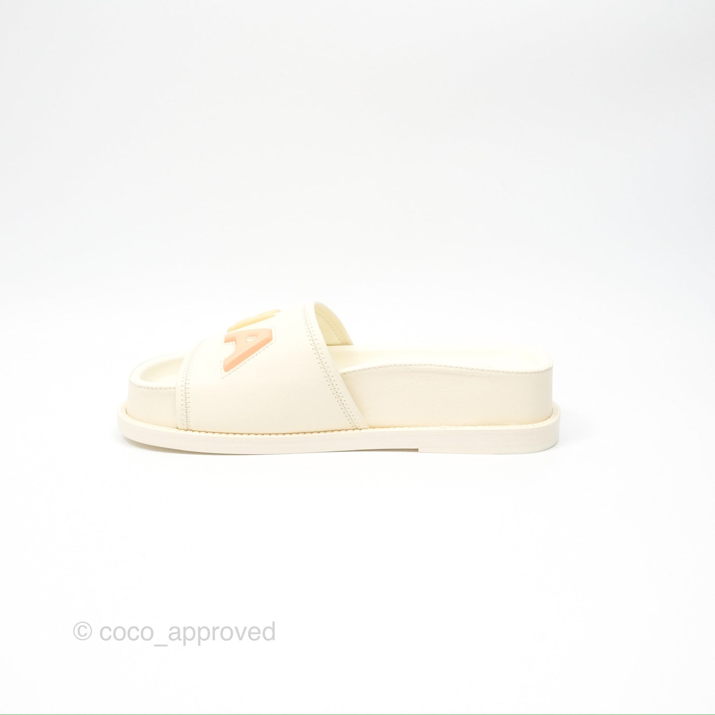 Chanel Multi-color Cha-Nel Logo Ivory Lambskin Slippers