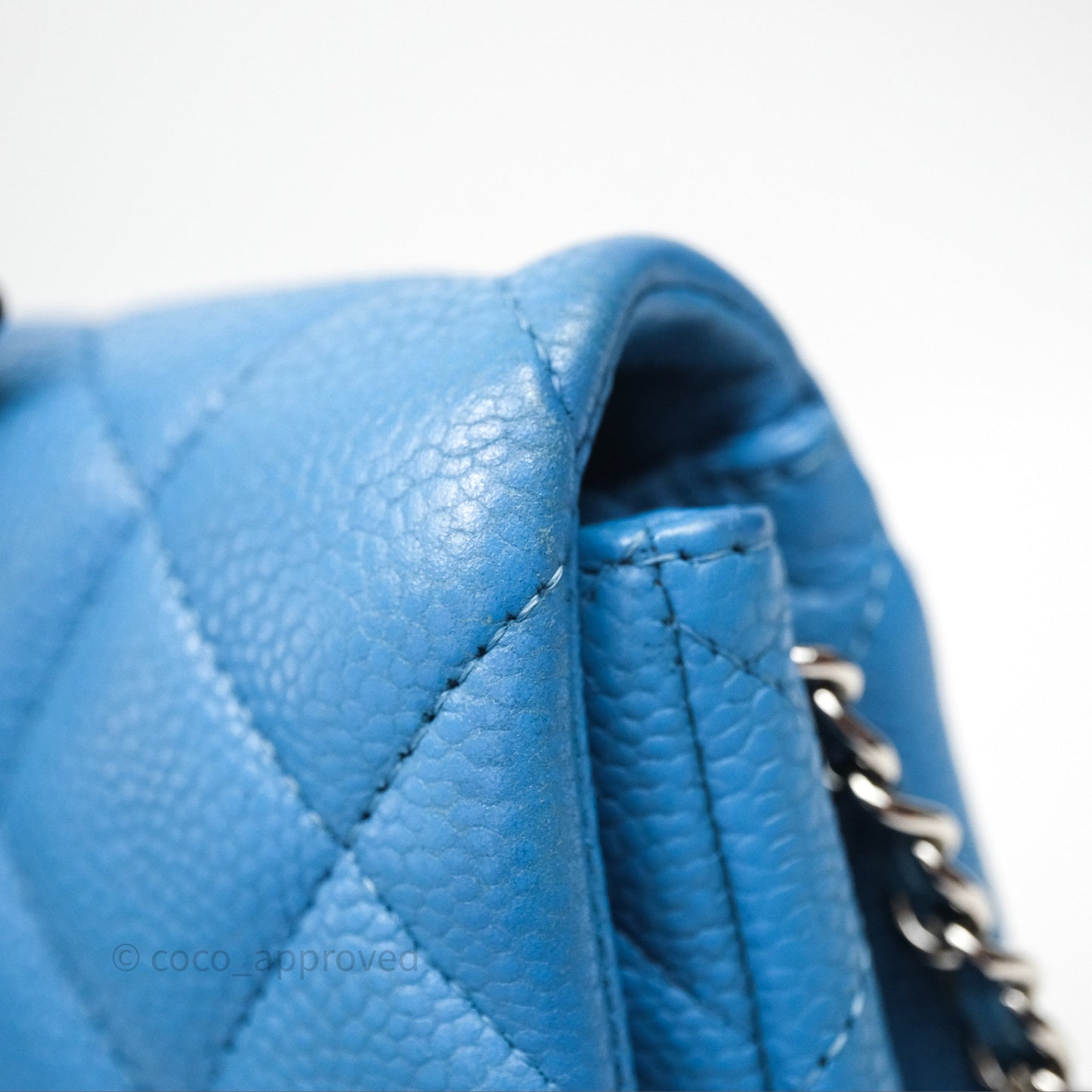 Chanel Quilted Clutch with Chain Caviar Azul Sliver Hardware