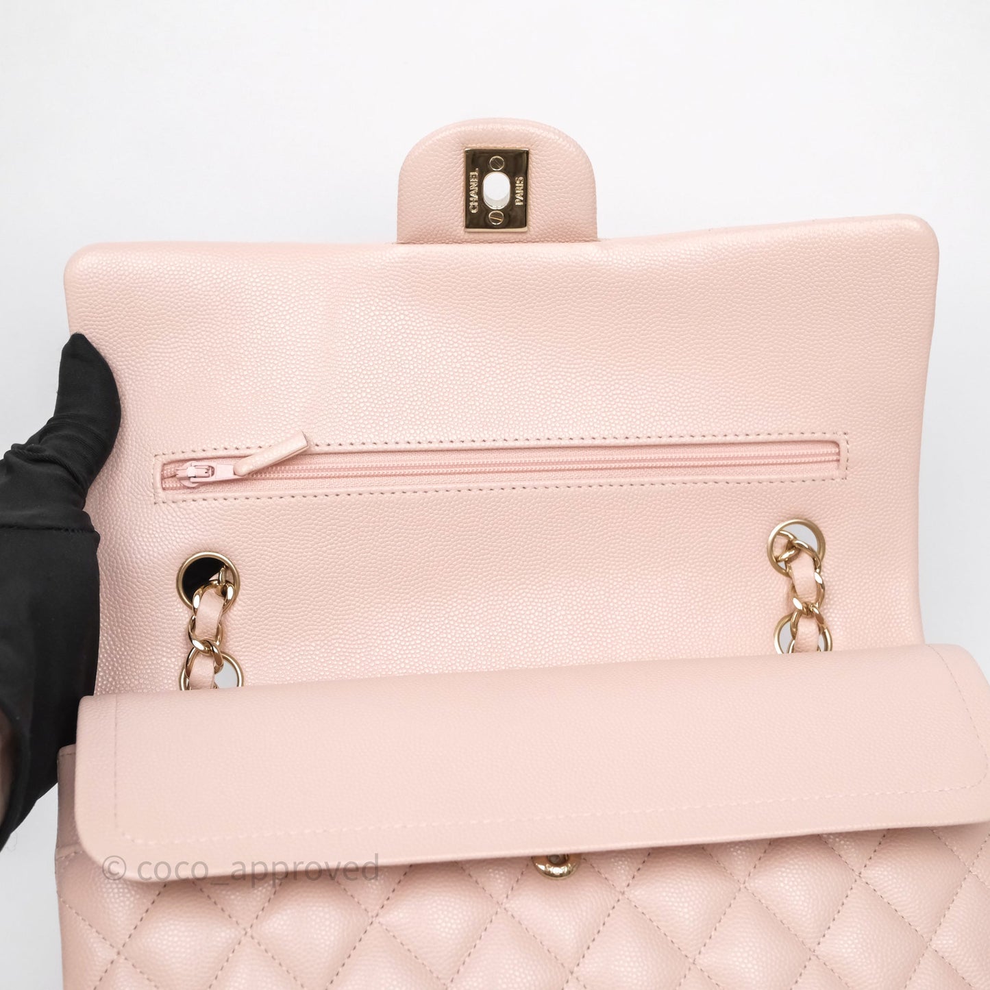 Chanel Classic M/L Medium Flap Quilted Pink Caviar Gold Hardware