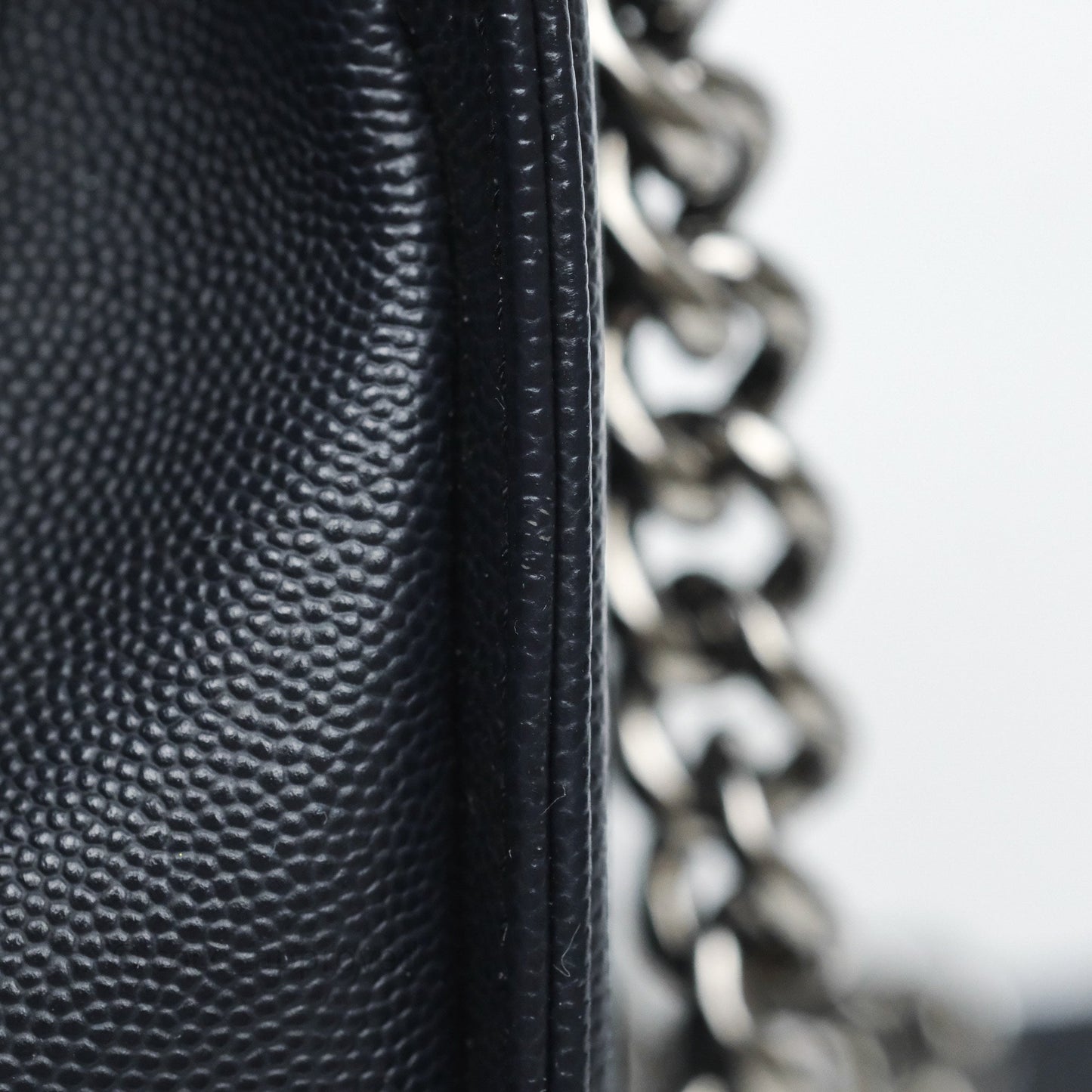 Chanel Medium Boy Chevron Dark Navy Caviar Silver Hardware
