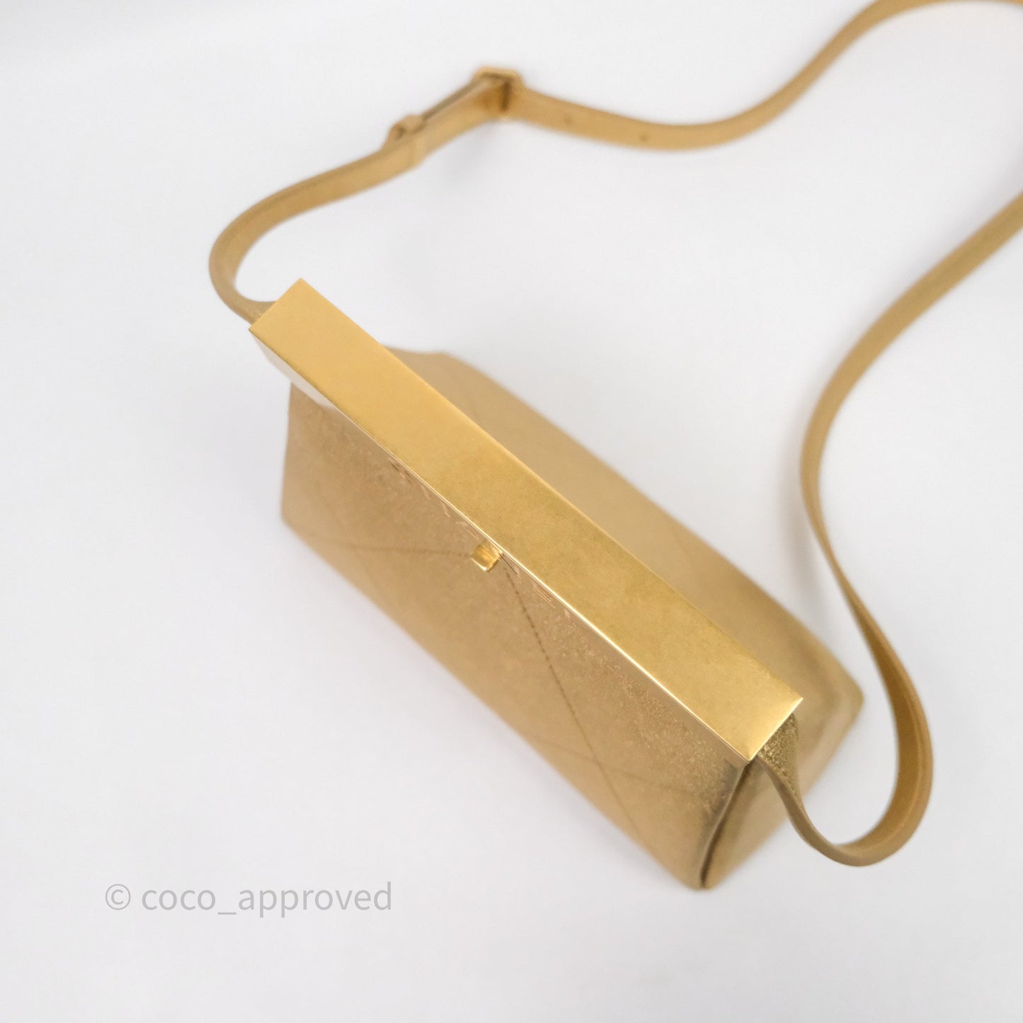 Chanel Calfskin Kiss Lock Frame Gold Bag