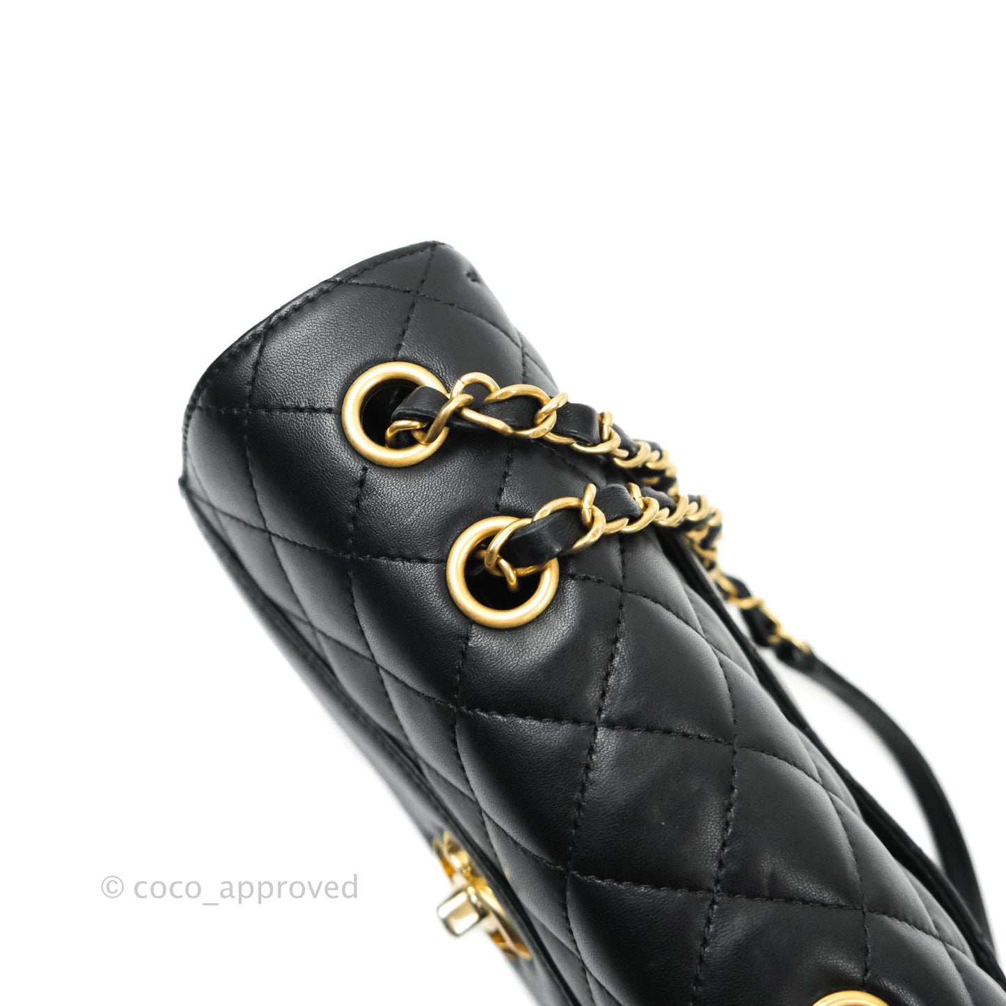 Chanel Coco Vintage Flap Bag Black Lambskin Aged Gold Hardware