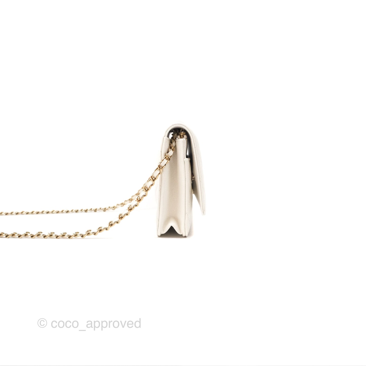 Chanel Quilted Classic Wallet on Chain WOC White Caviar Gold Hardware