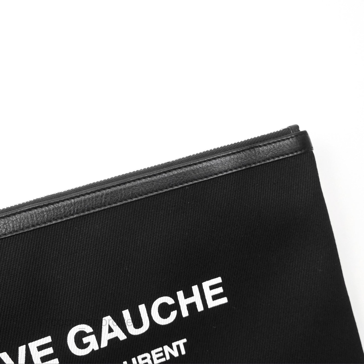 Saint Laurent Rive Gauche Zippered Pouch Black Canvas