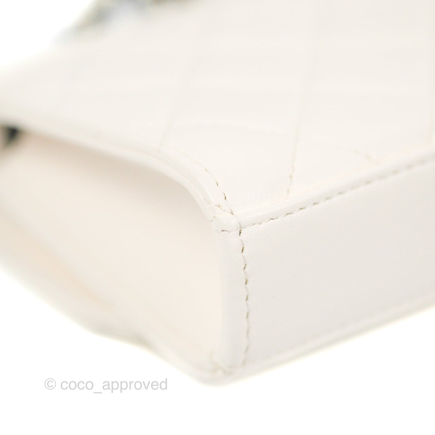 Chanel Mini Quilted Trendy CC Clutch With Chain White Lambskin Black Hardware