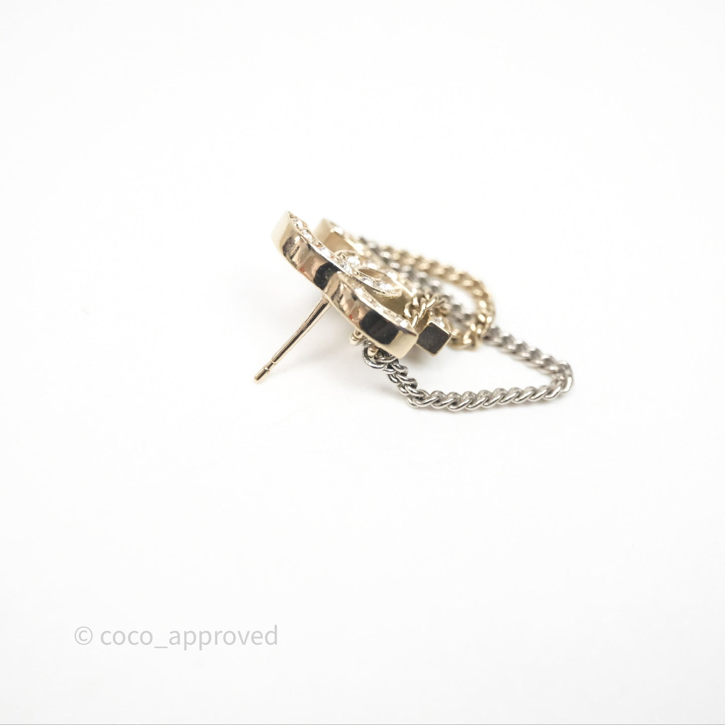 Chanel Crystal CC Chain Pendant Earrings 21B