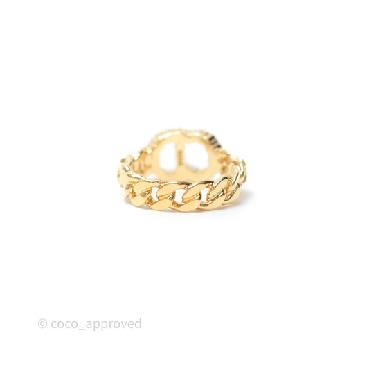 Christian Dior CD Crystal Ring Gold Tone