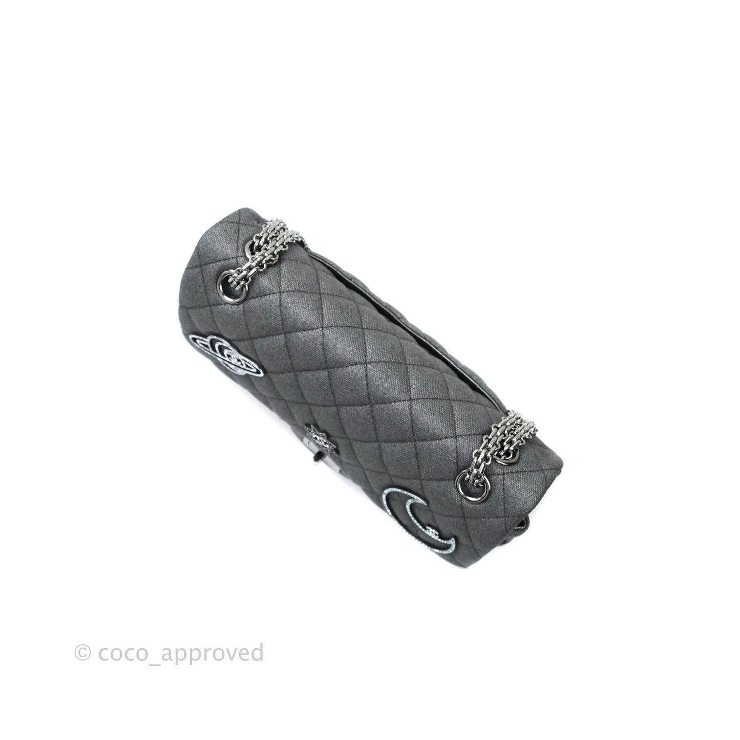Chanel 2.55 Reissue Lucky Charms 225 Flap Iridescent Metallic Grey Canvas Gun Metal
