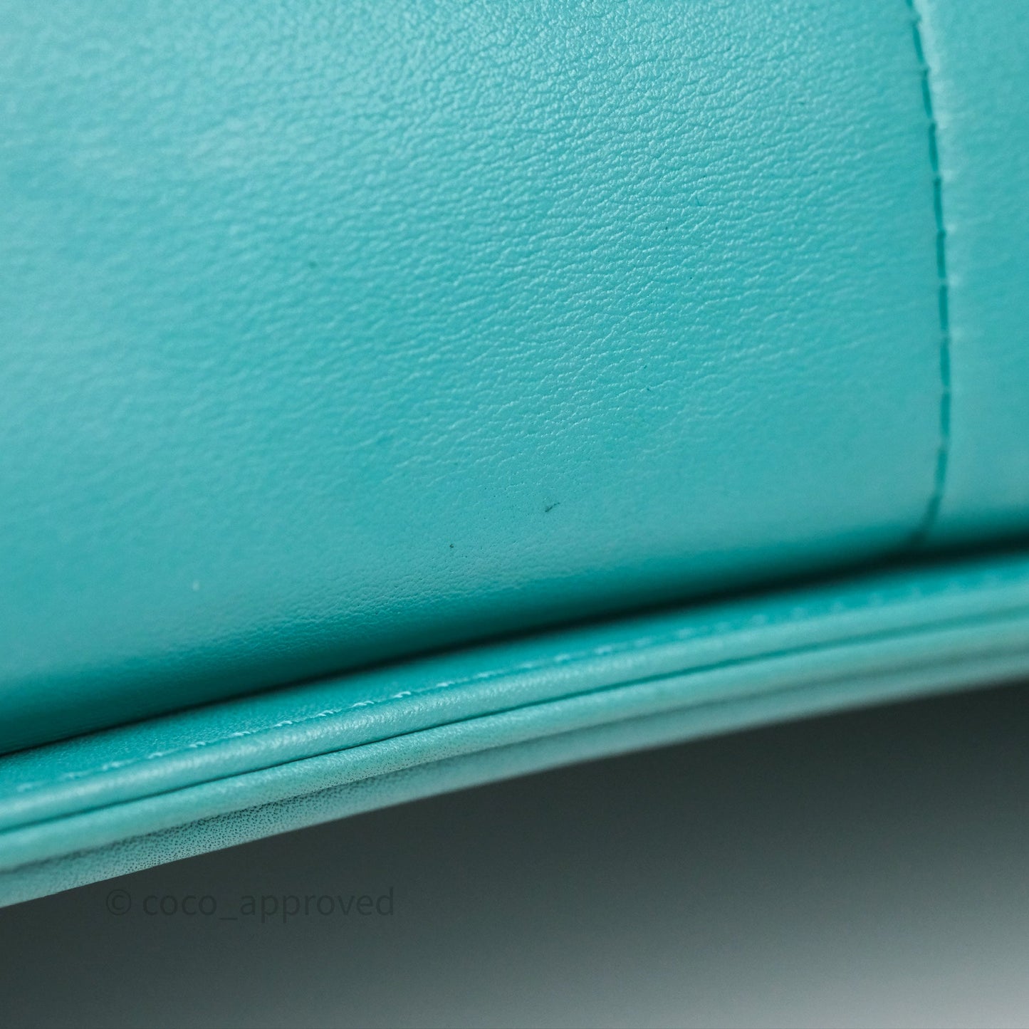 Chanel Medium Boy Quilted Turquoise Calfskin Aged Gold Hardware