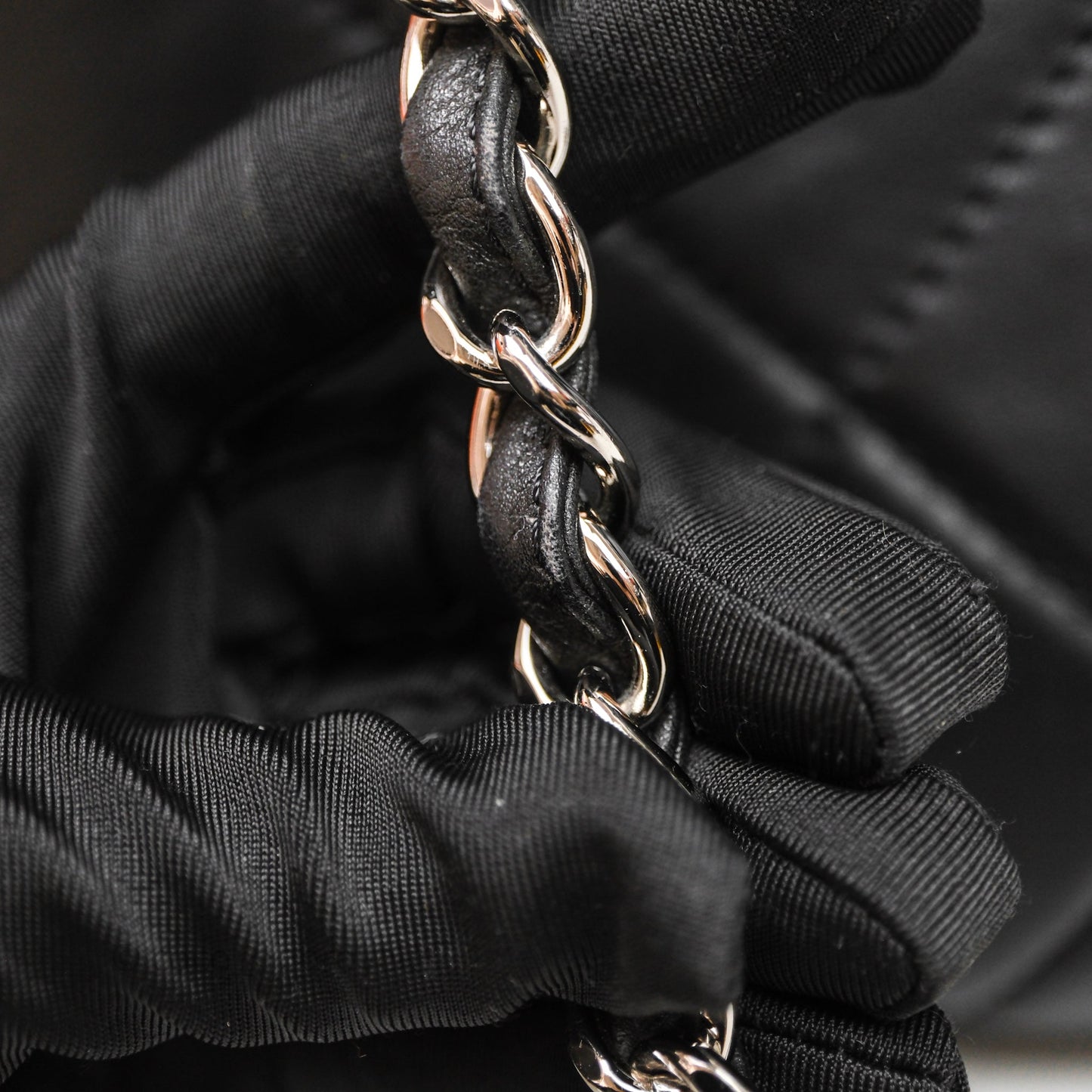 Chanel In The Business Tote Bag Black Calfskin Silver Hardware