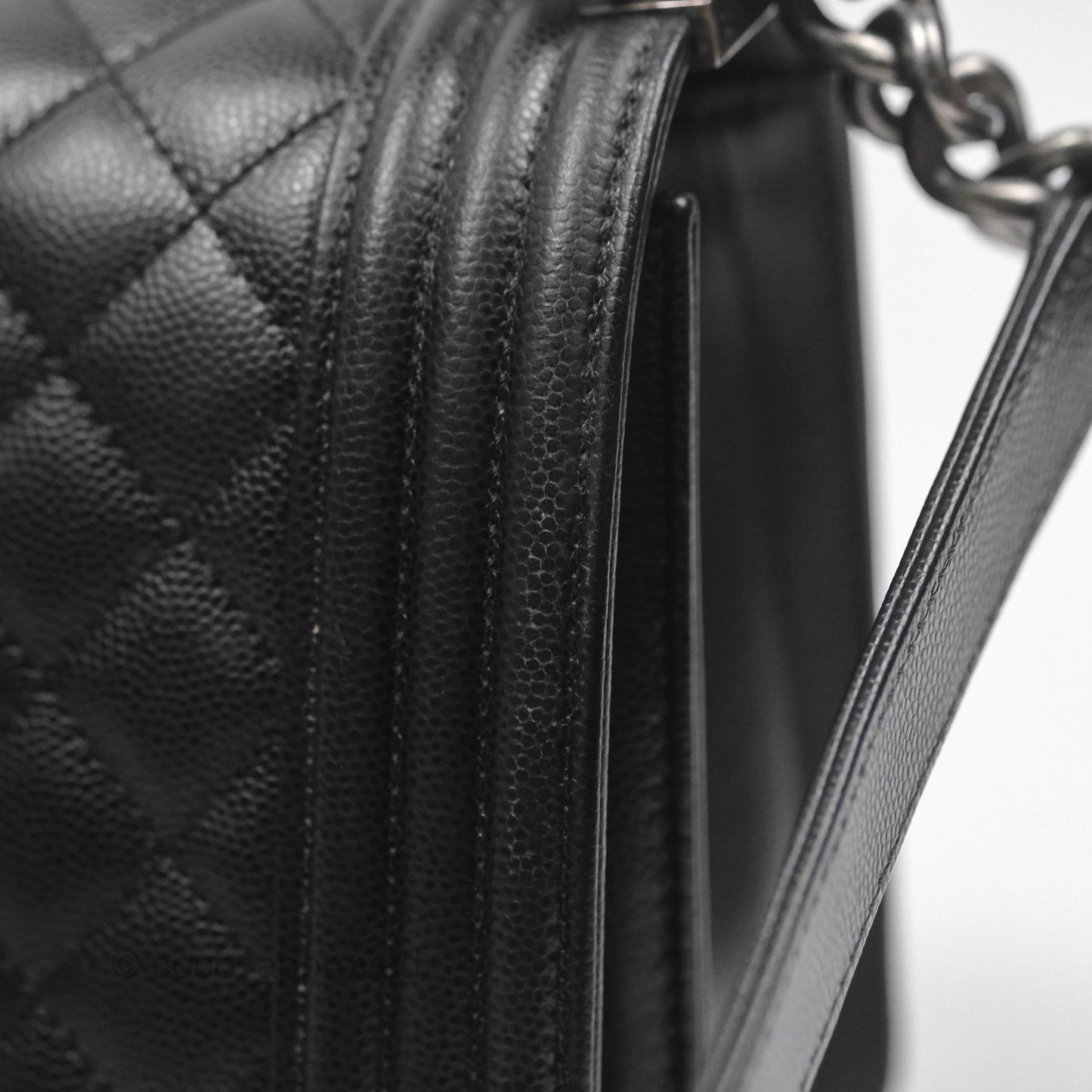 Chanel Medium Boy Quilted Black Caviar Ruthenium Hardware