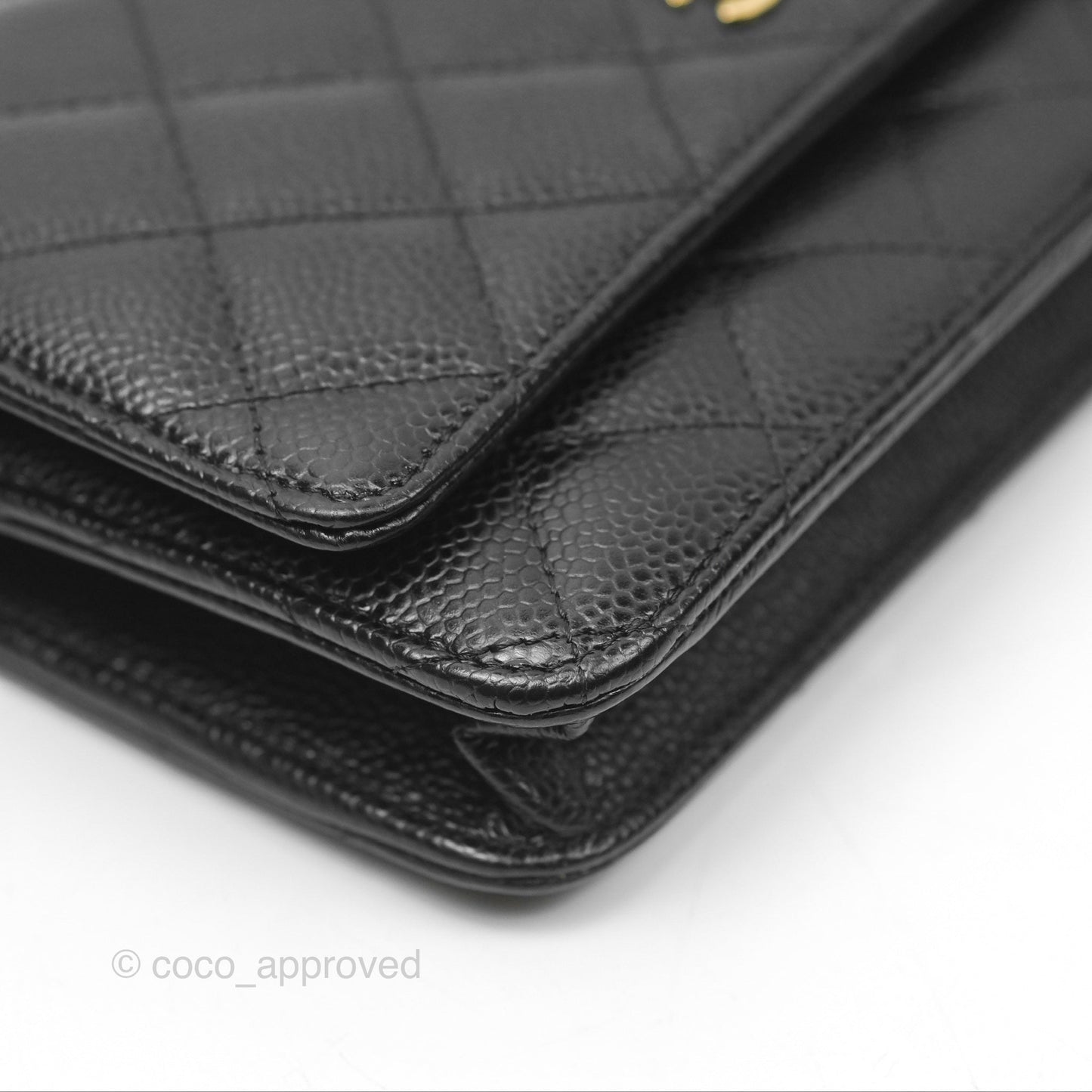 Chanel Quilted Classic Wallet On Chain WOC Black Caviar Gold Hardware