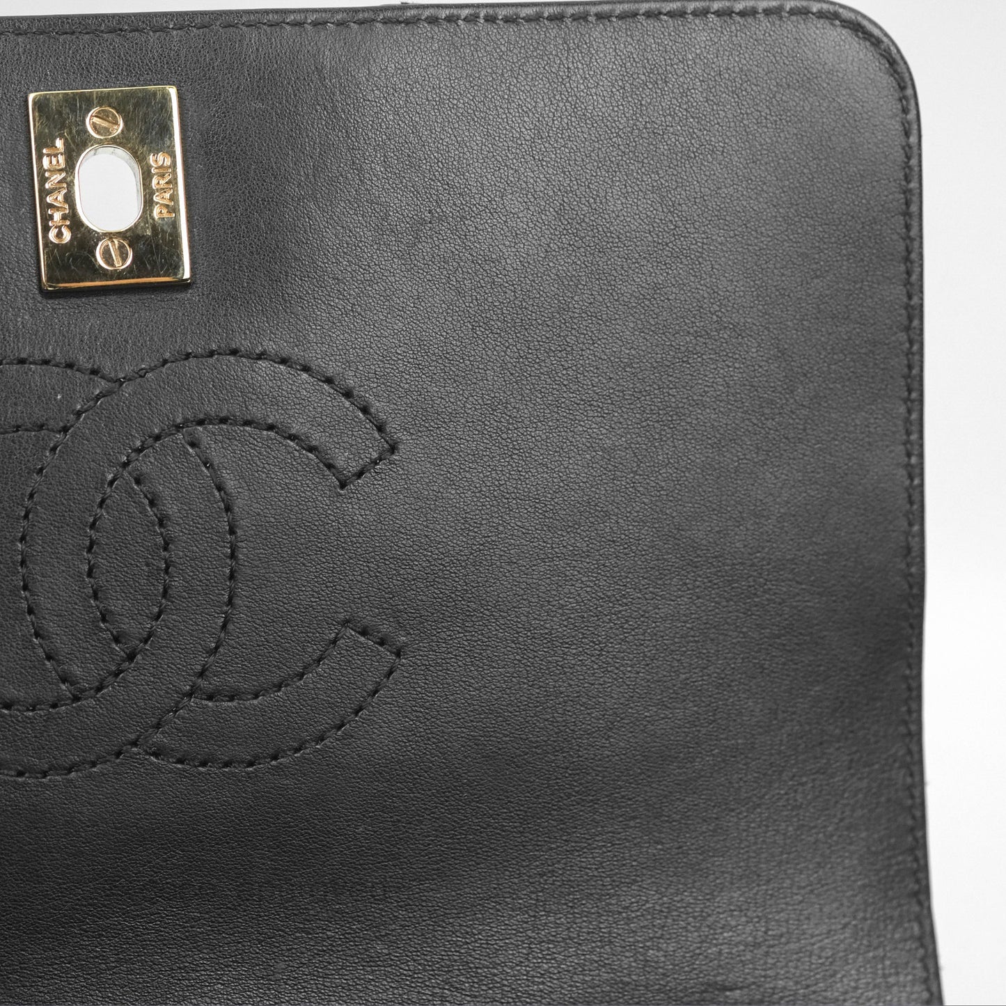 Chanel Small Statement Chevron Flap Bag Black Calfskin Gold Hardware