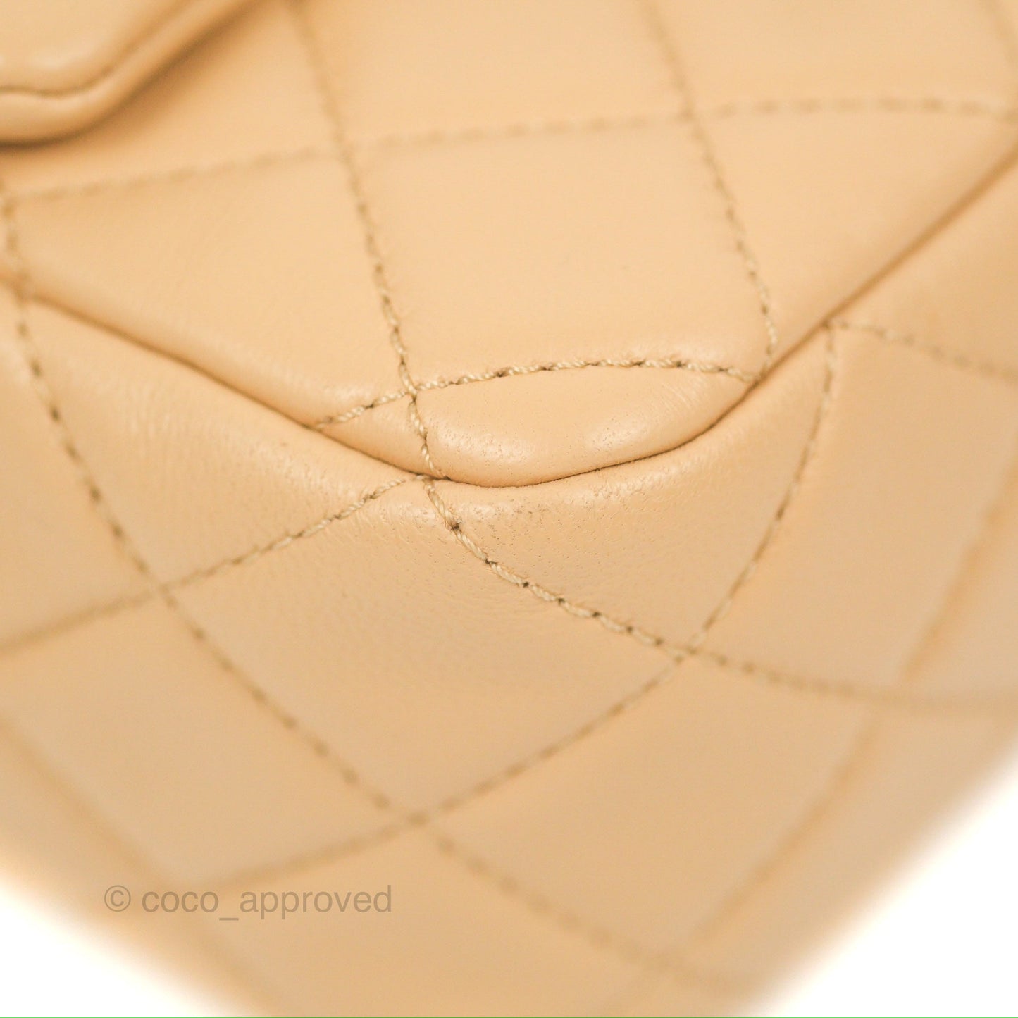 Chanel Mini Rectangular Pearl Crush Beige Lambskin Aged Gold Hardware