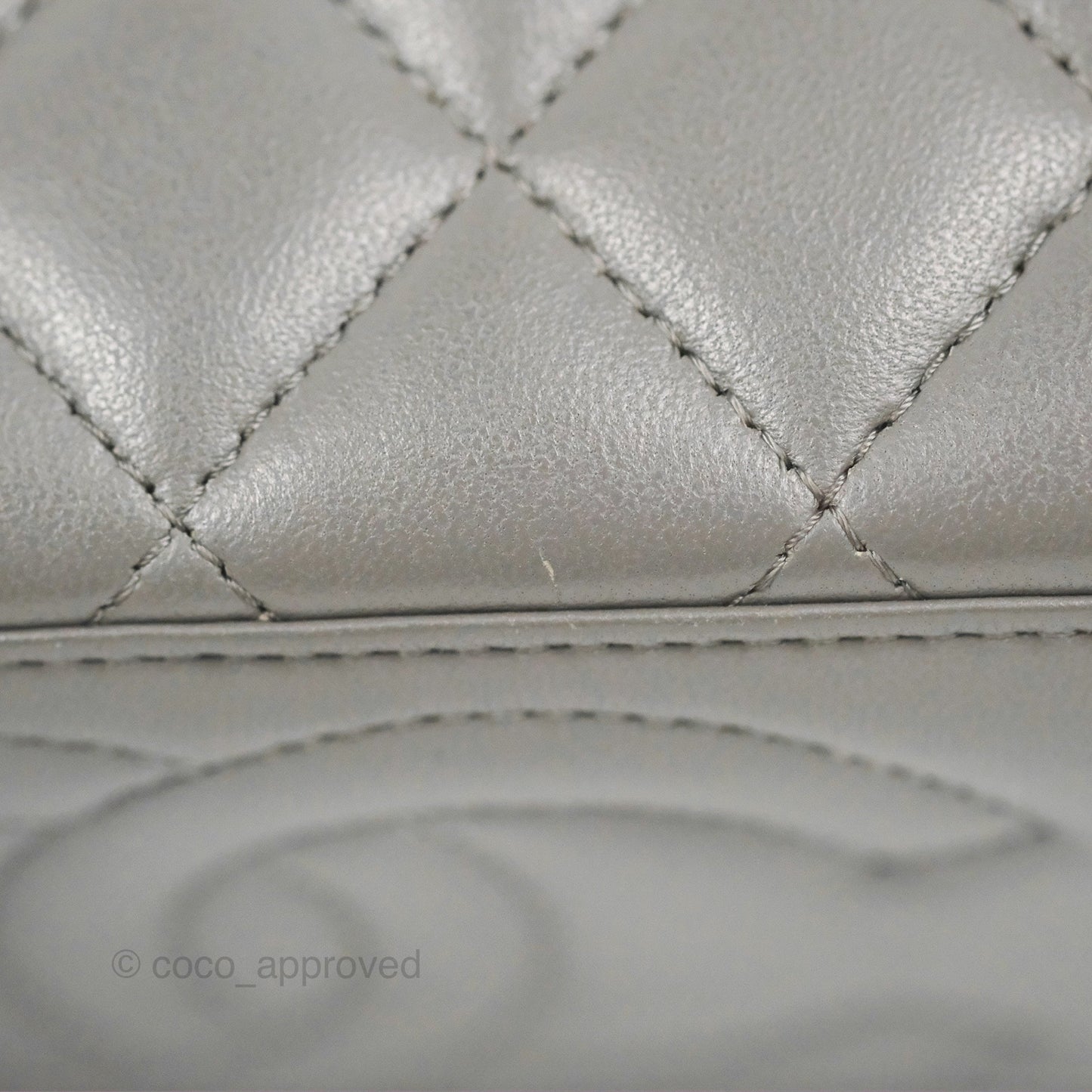 Chanel Vanity Rectangular Top Handle Dark Grey Lambskin Gold Hardware