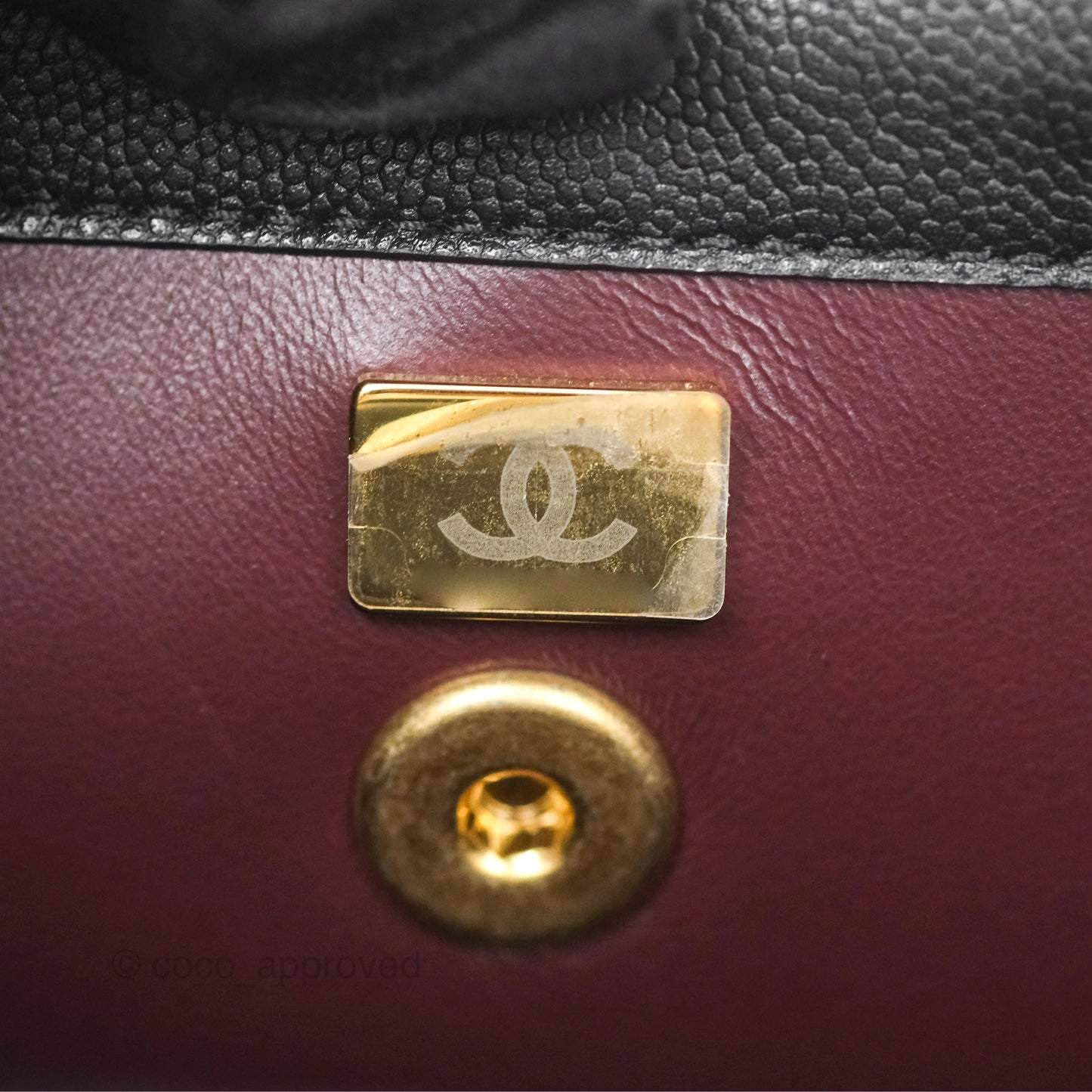 Chanel Chain Flap Bag Black Caviar Aged Gold Hardware 23A