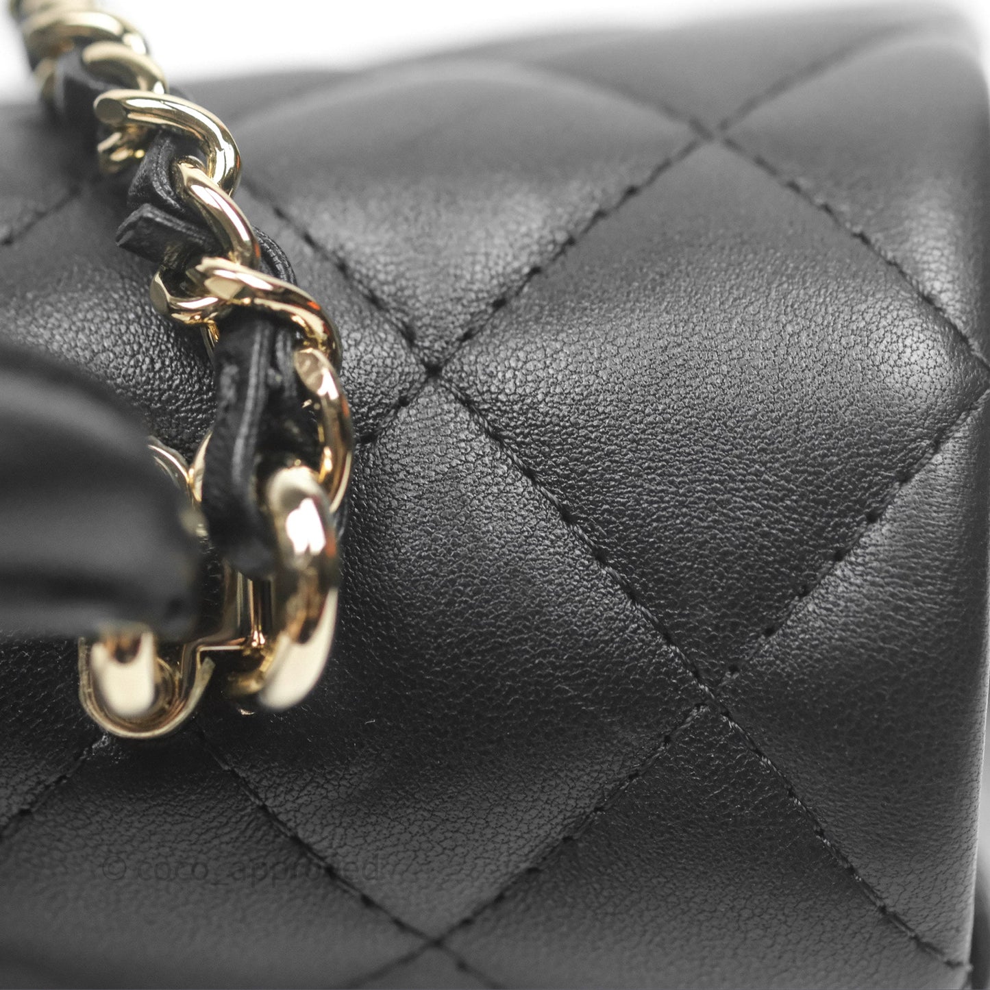 Chanel Top Handle Mini Rectangular Flap Black Lambskin Gold Hardware