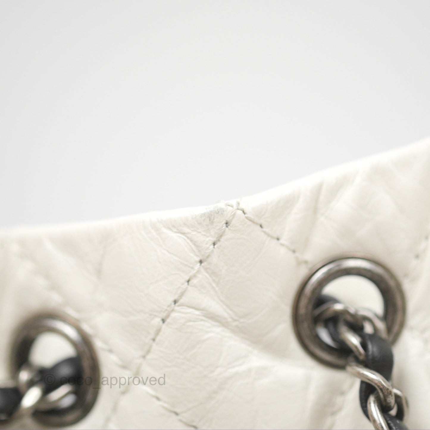 Chanel Small Gabrielle Backpack White Black Aged Calfskin