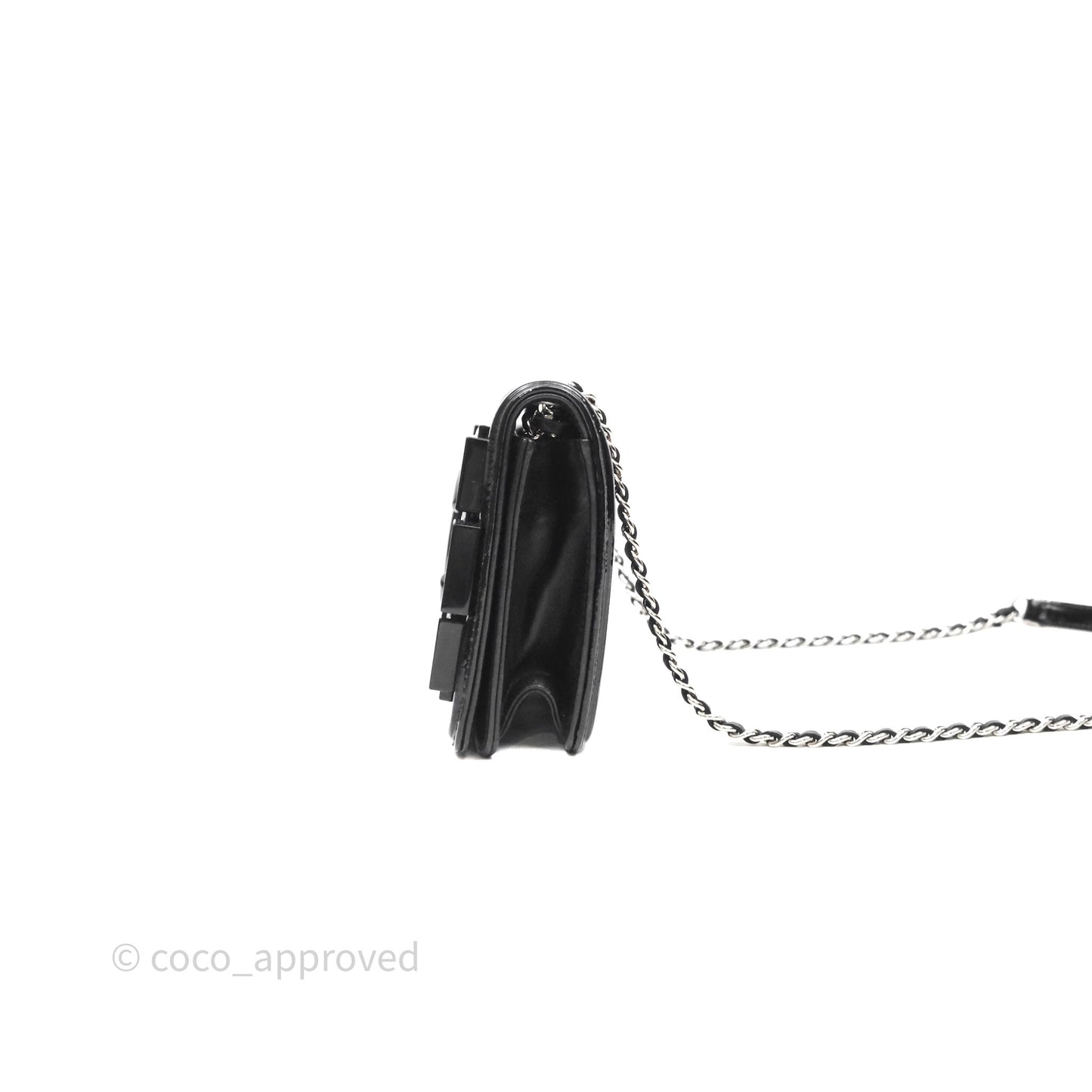 Chanel Crystal Lego Brick Shoulder Bag Black Plexiglass Patent Silver Hardware