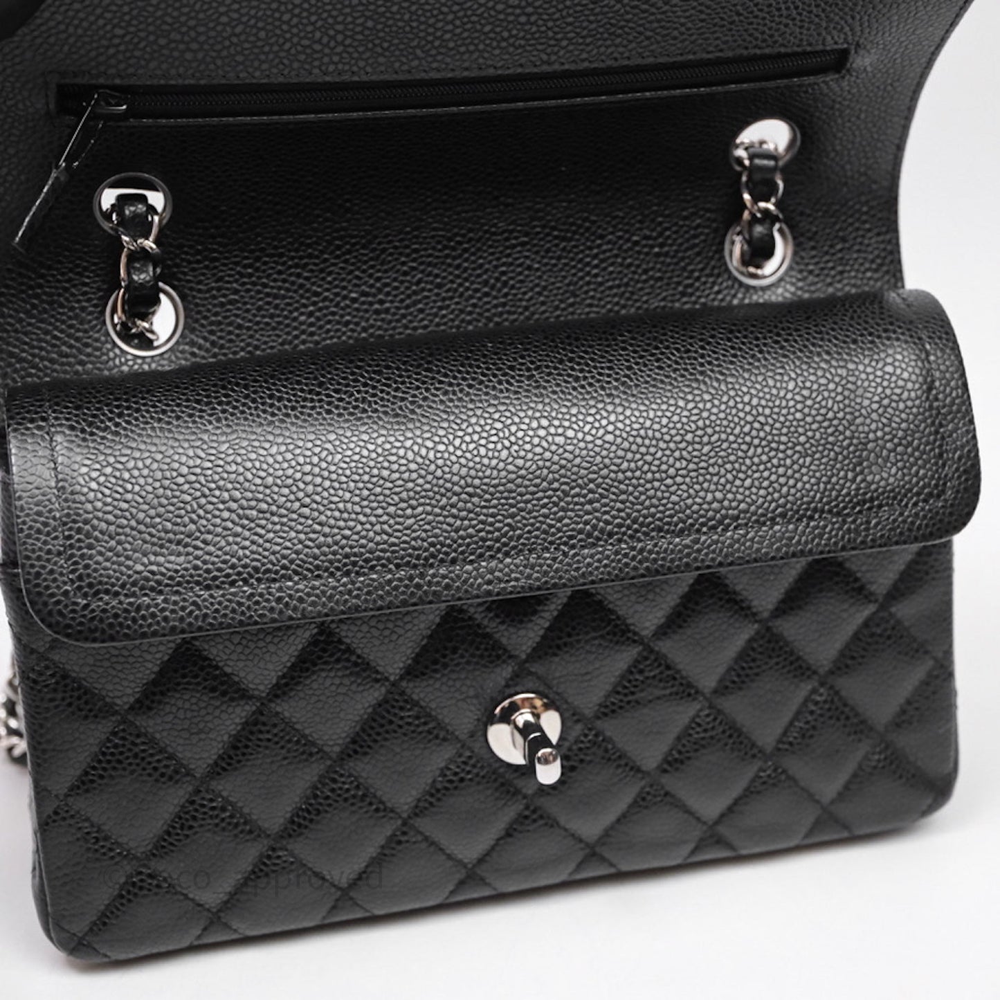 Chanel Small Classic Flap Quilted Black Caviar Silver Hardware