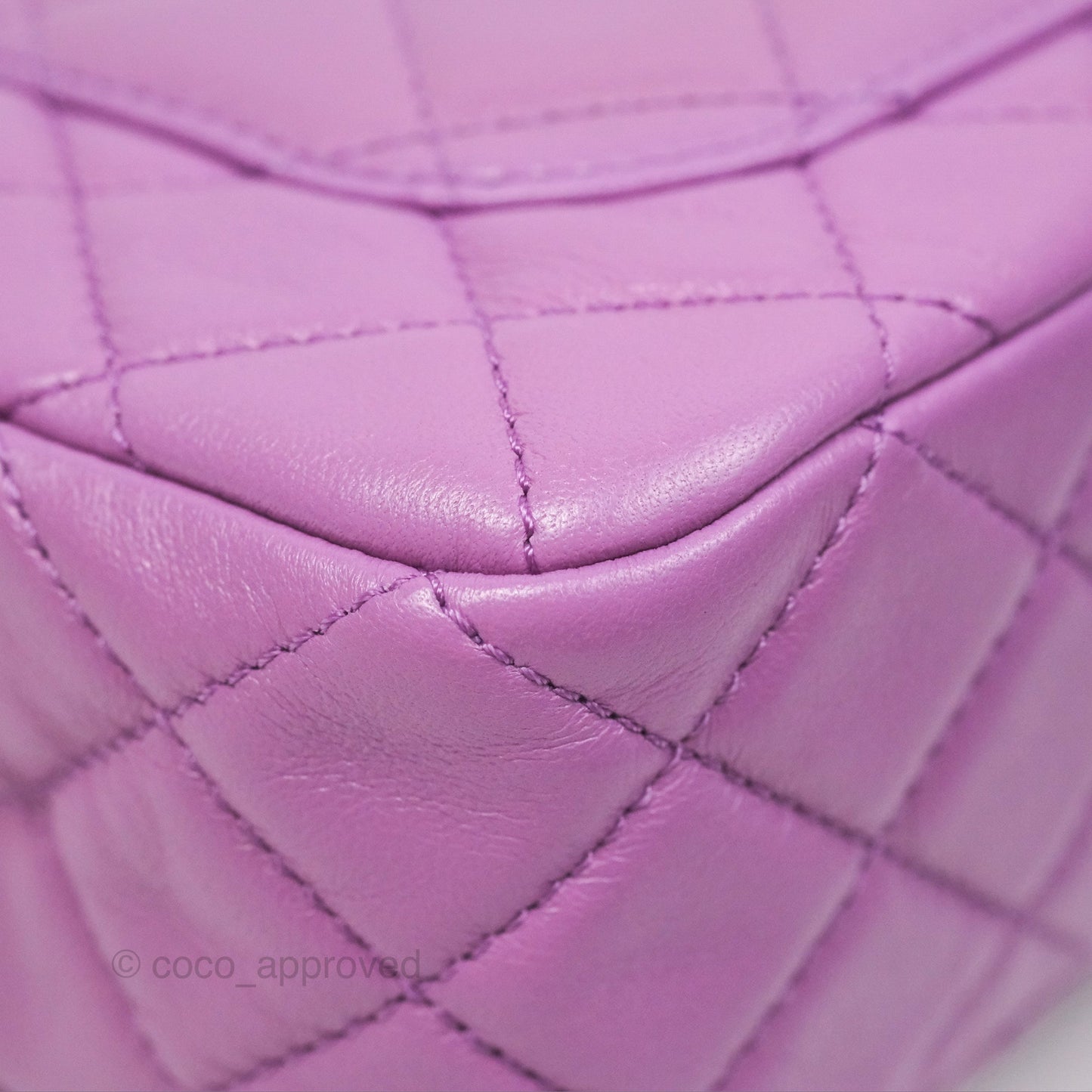 Chanel Mini Rectangular Pearl Crush Quilted Purple Lambskin Aged Gold Hardware