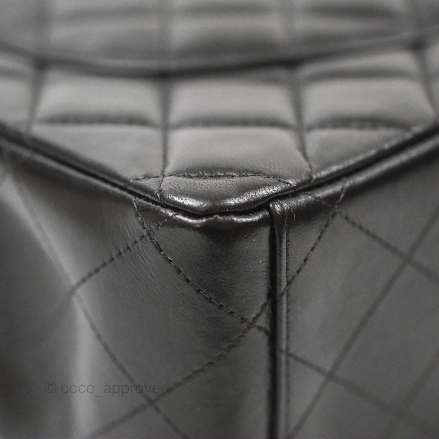 Chanel Quilted Maxi Double Flap Black Lambskin Silver Hardware