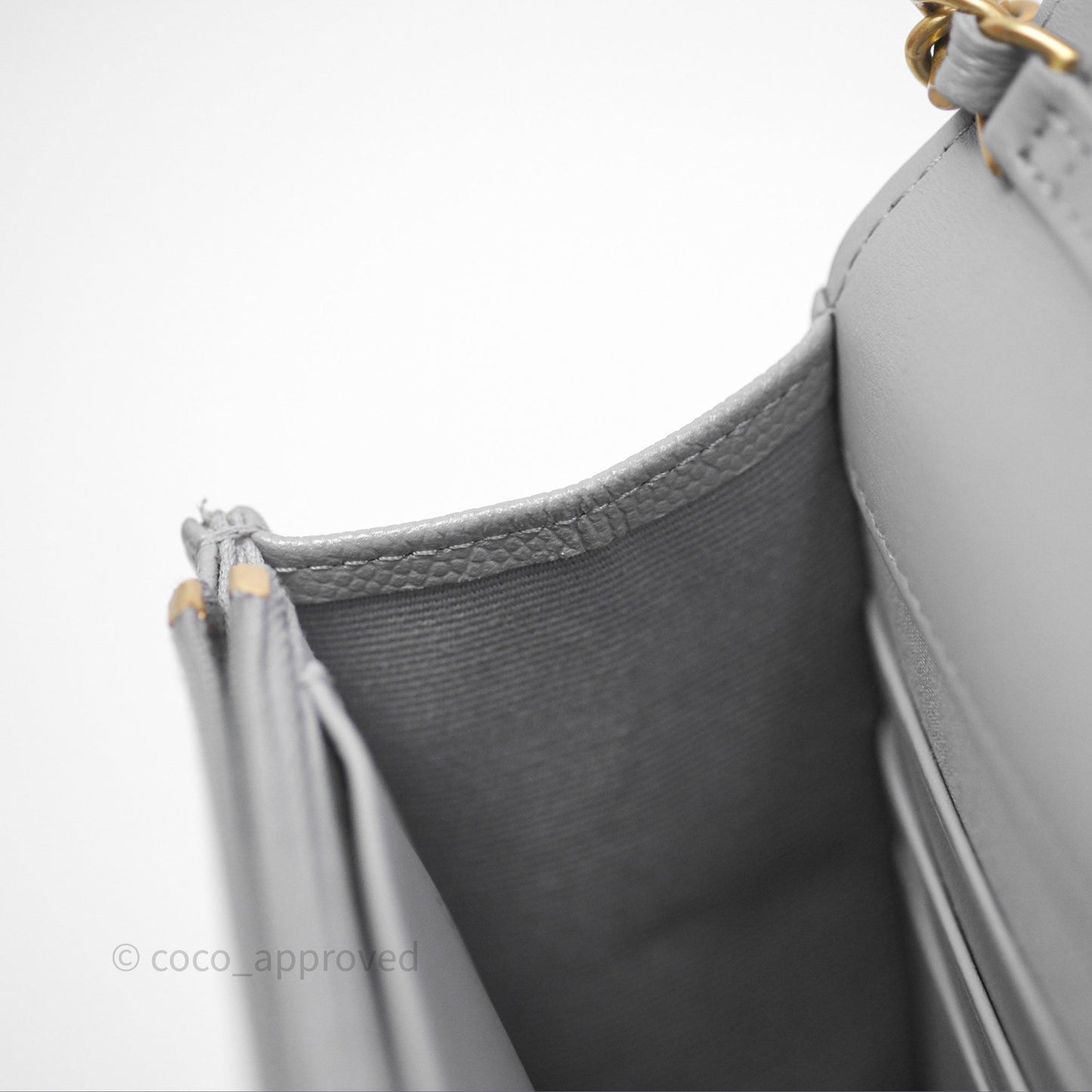 Chanel Wallet On Chain WOC Adjustable CC Chain Grey Caviar Aged Gold Hardware