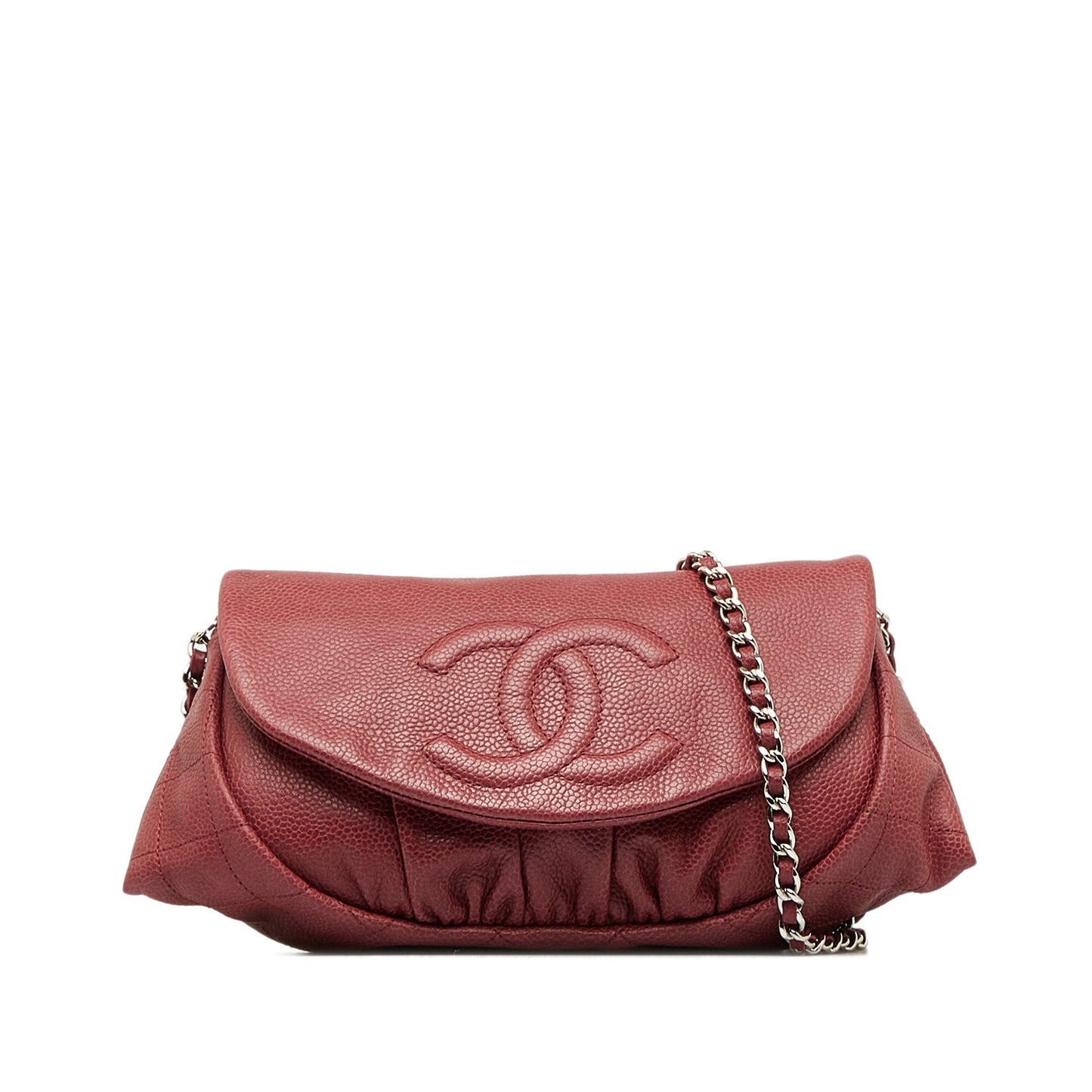 CHANEL Caviar CC Half Moon Flap Crossbody Bag