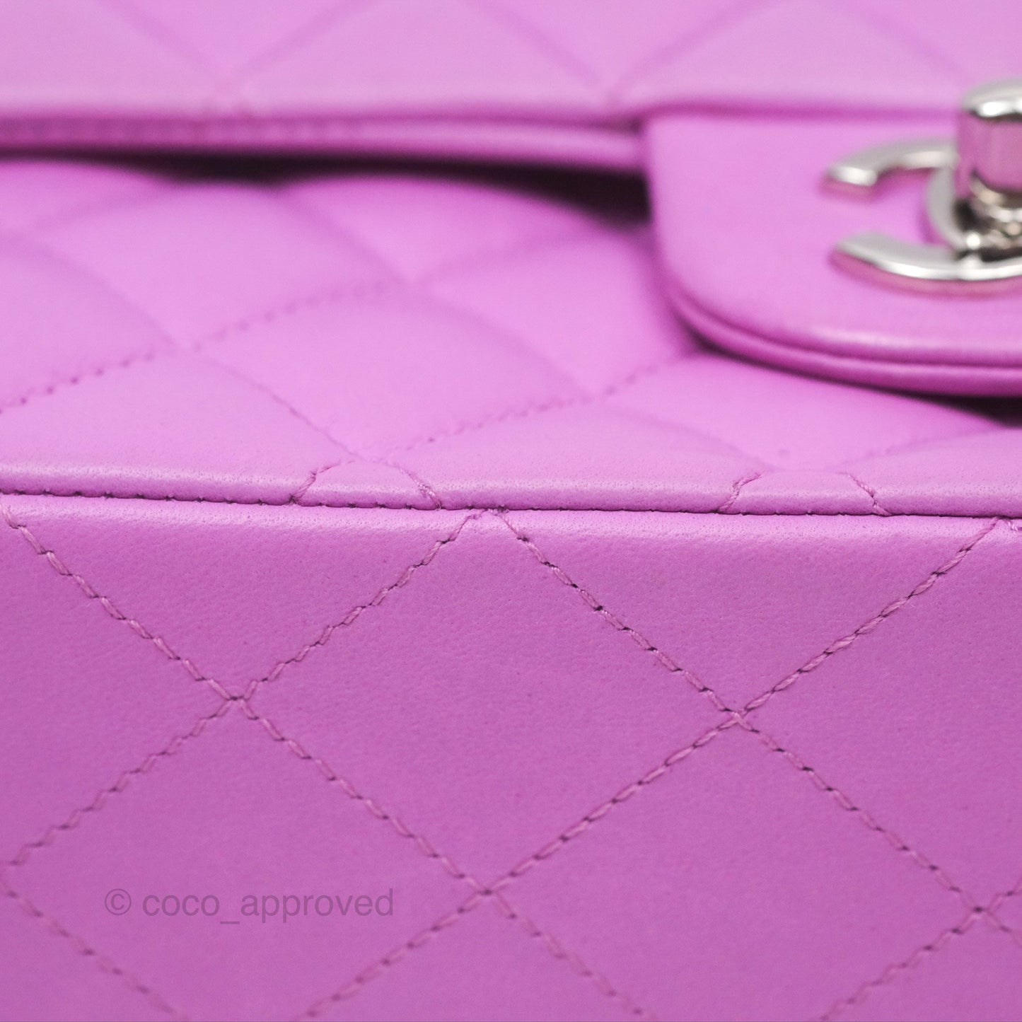 Chanel Medium Classic Flap Quilted Purple Lambskin Silver Hardware