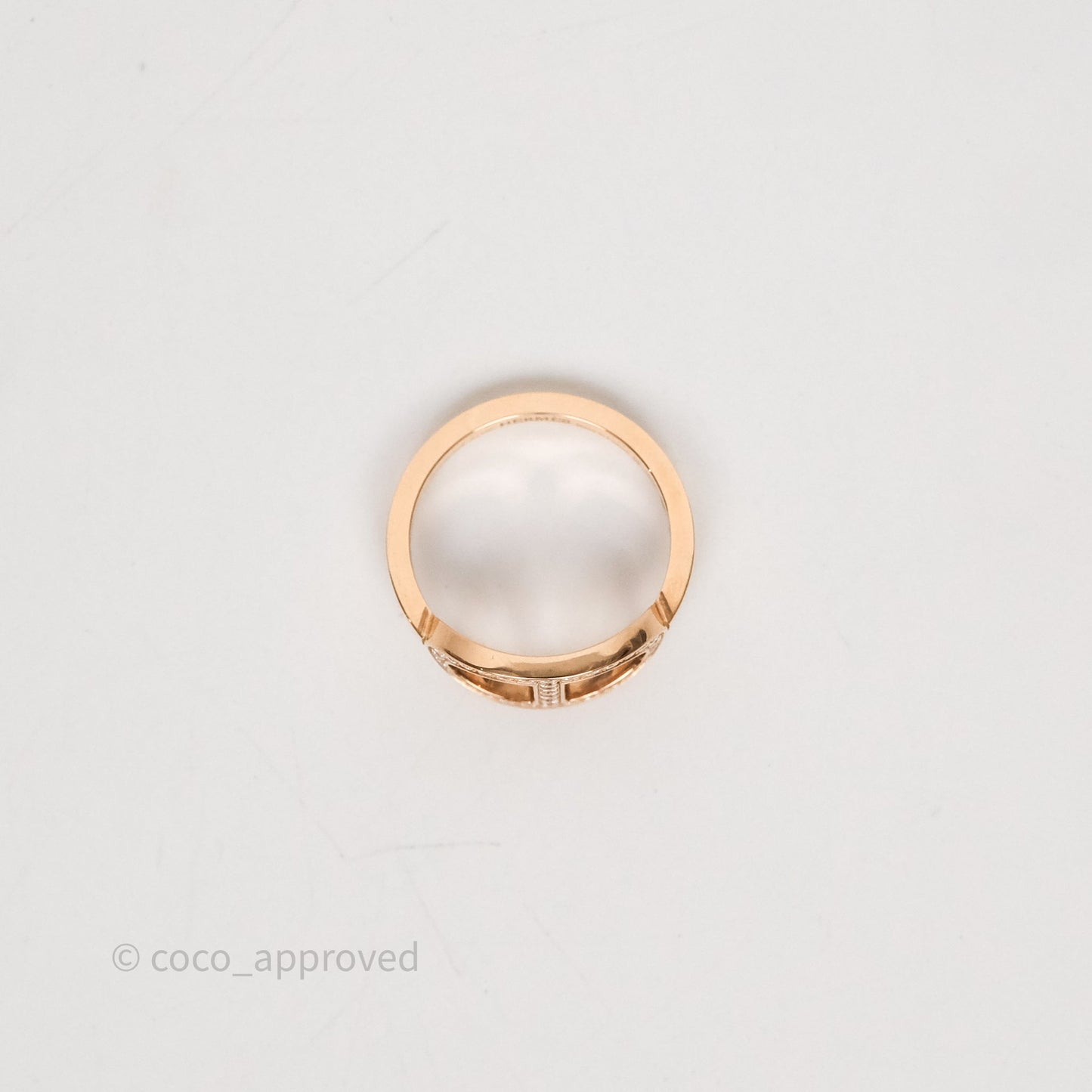 Hermès Chaine d'ancre Contour Ring Medium Model Diamonds Rose Gold Size 50