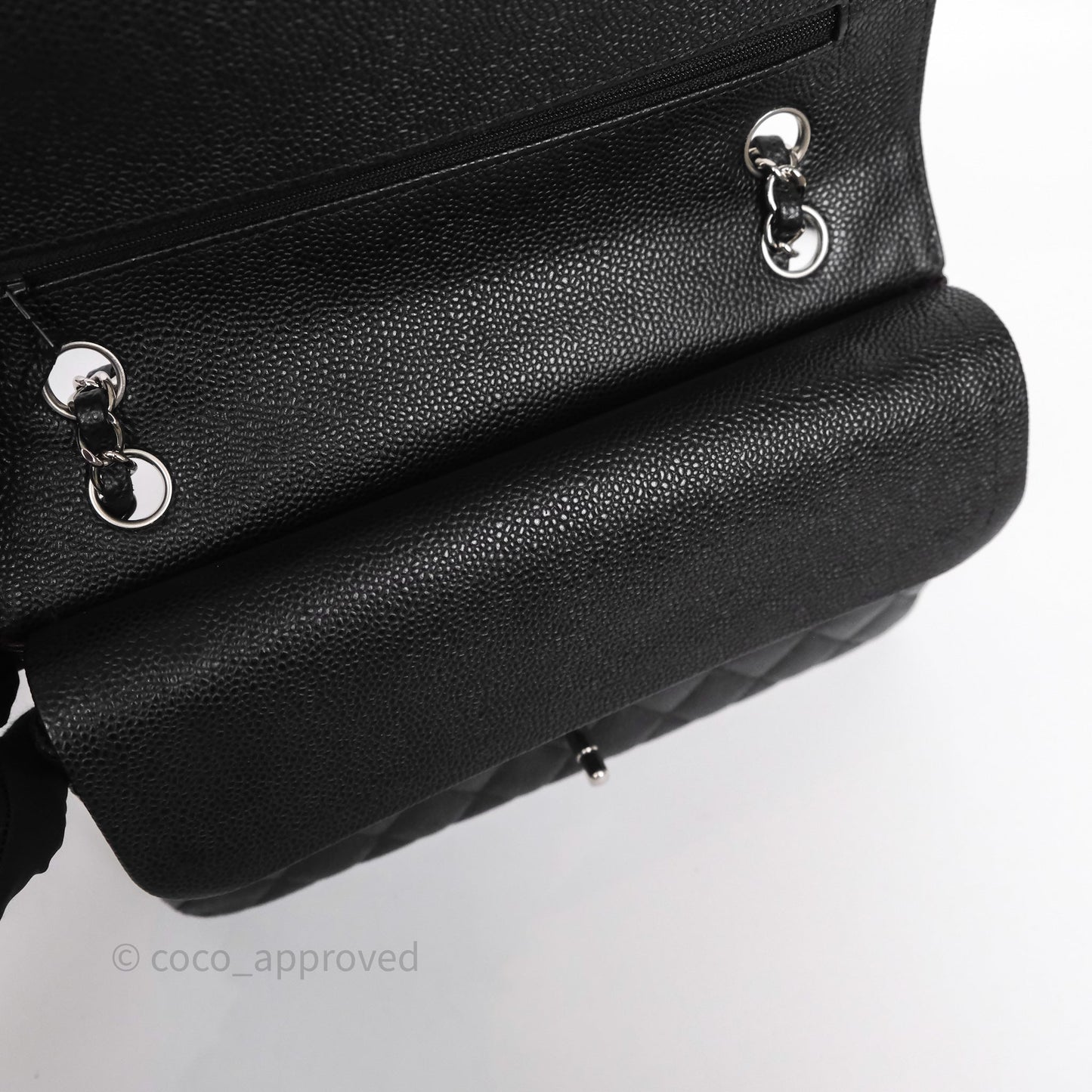 Chanel Classic M/L Medium Flap Quilted Black Caviar Silver Hardware