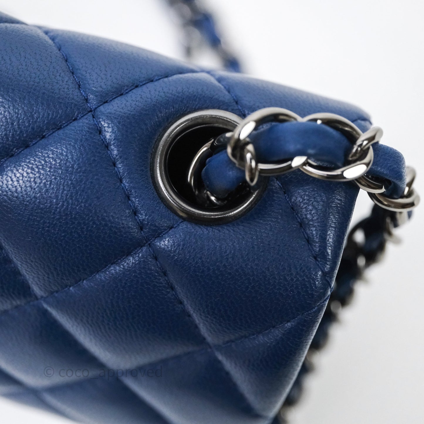 Chanel Mini Rectangular Flap Quilted Navy Lambskin Silver Hardware