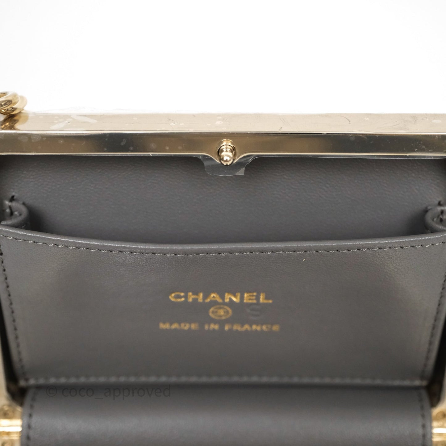 Chanel Grey Boy Mini Clutch Lambskin Gold Hardware