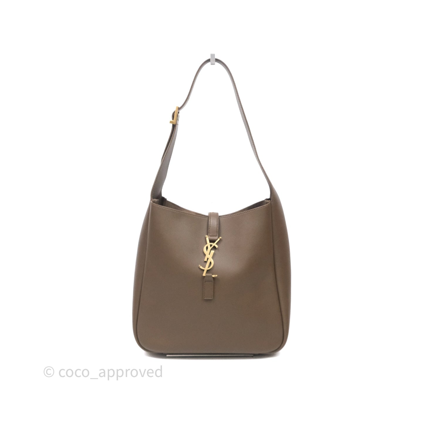 Saint Laurent LE 5 à 7 Supple Small Choco Brown Grained Leather Gold Hardware