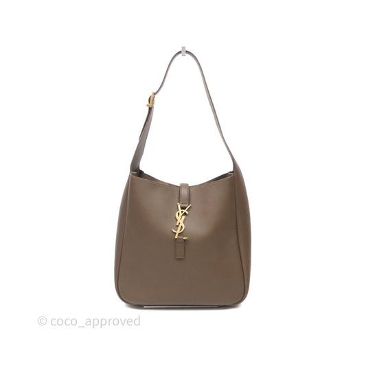 Saint Laurent LE 5 à 7 Supple Small Choco Brown Grained Leather Gold Hardware