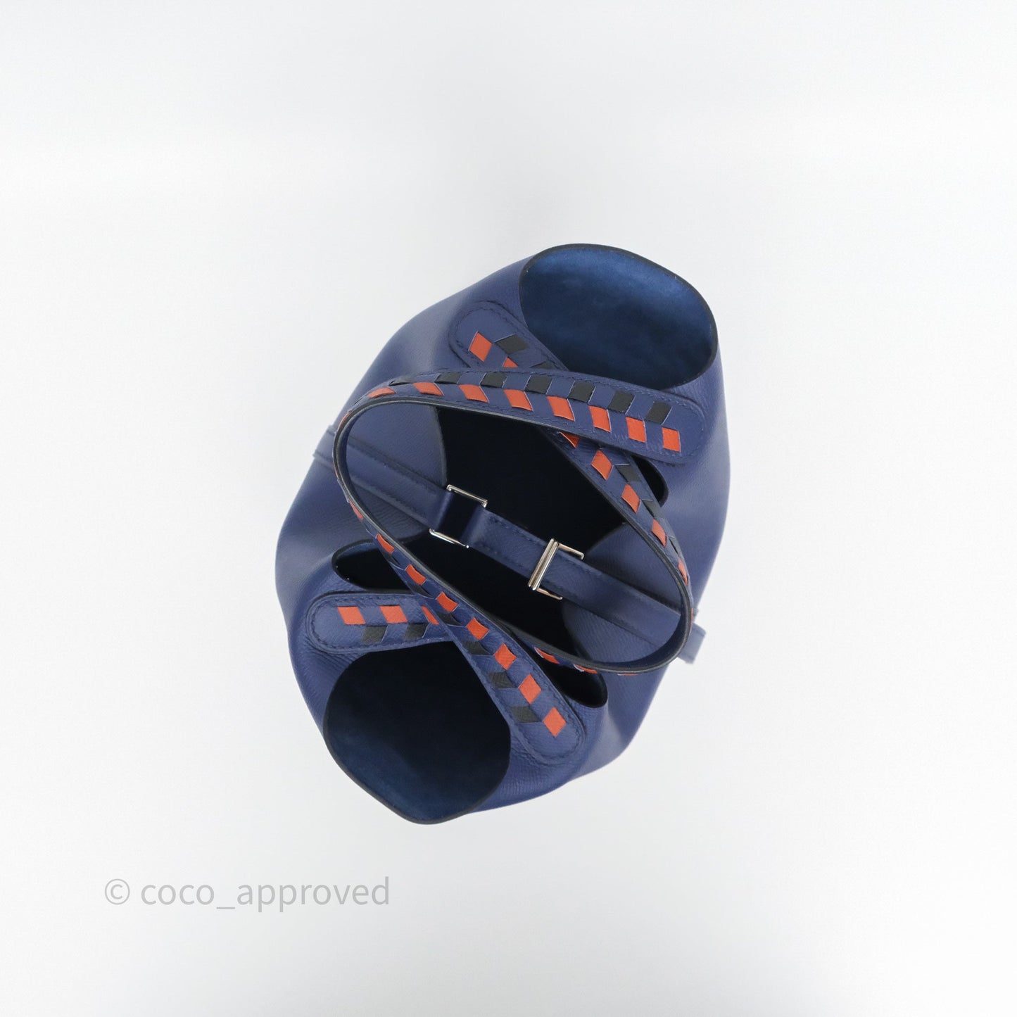 Hermès Tressage De Cuir Picotin Lock 18 Bleu Encre/Brique/Black Epsom