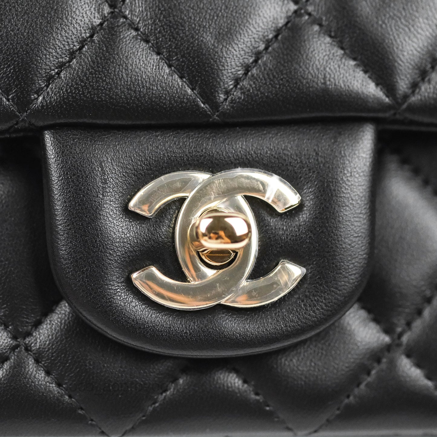 Chanel Quilted Mini Rectangular Lambskin Black Flap With Charms Gold Hardware 21C