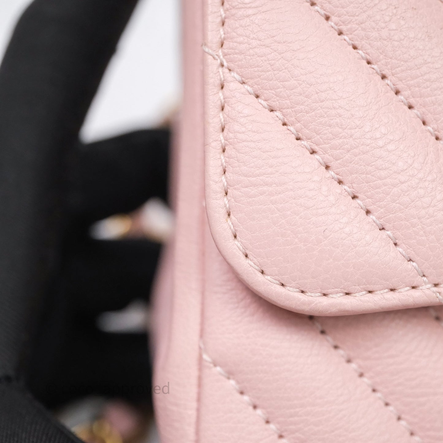 Chanel Mini Square Chevron Pink Calfskin Aged Gold Hardware